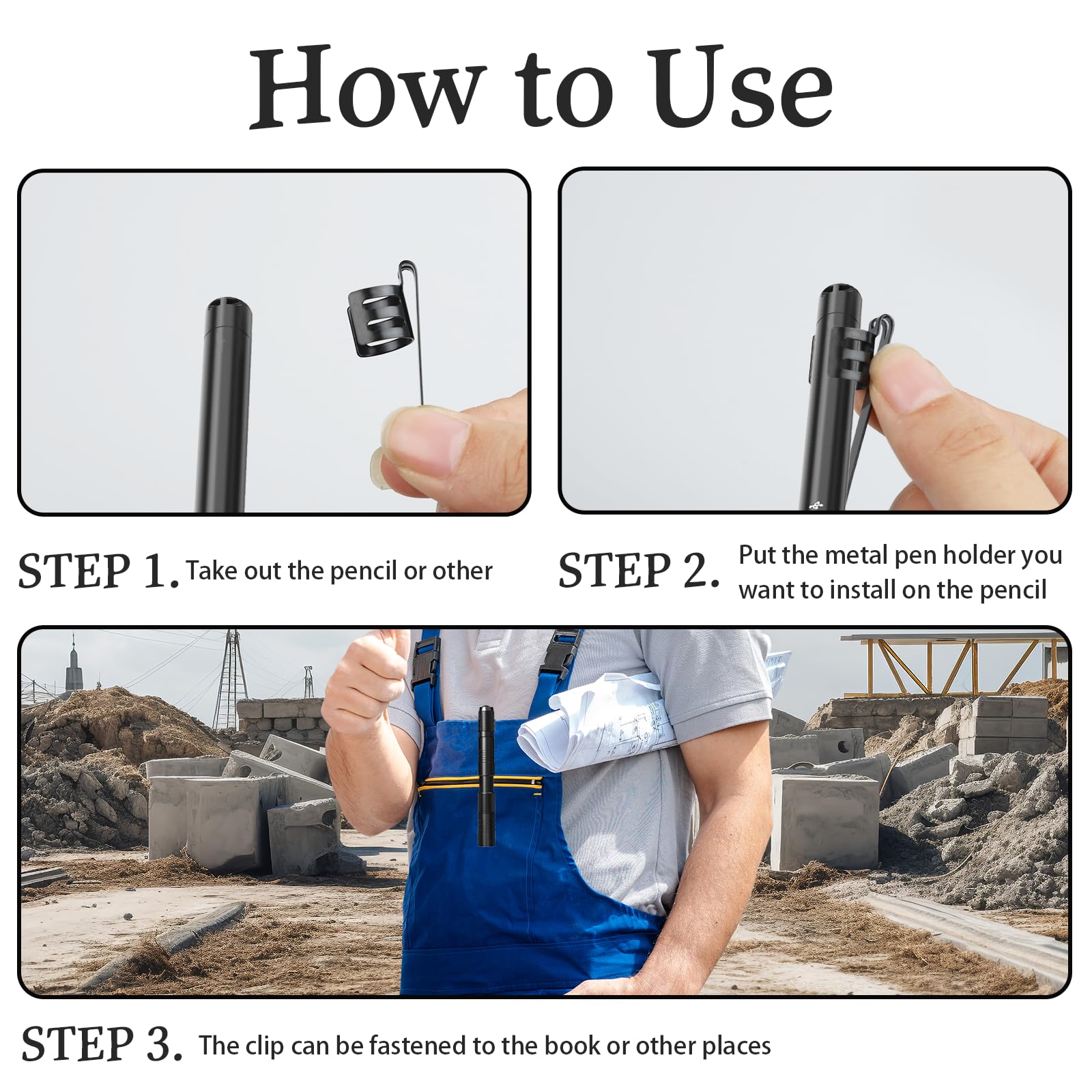 Llmsix 12-Piece Stainless Steel Flashlight Set - Portable, Black, Keychain Lights With Clip