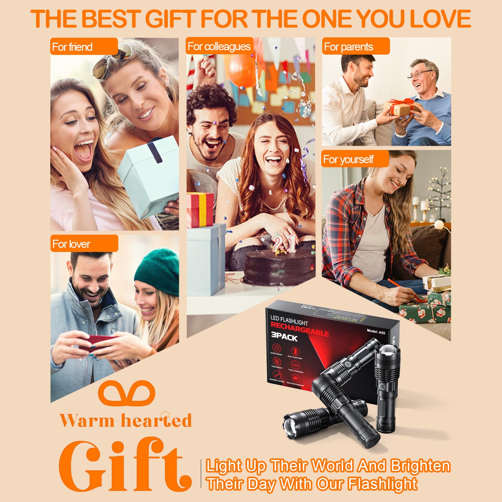 Ylqfh Rechargeable Flashlights High Lumens, 3 Pack Super Bright Tactical Flashlight With Adjustable Lighting Modes, Zoomable Handheld Led Flash Light For Camping Emergency Home (Battery Included)