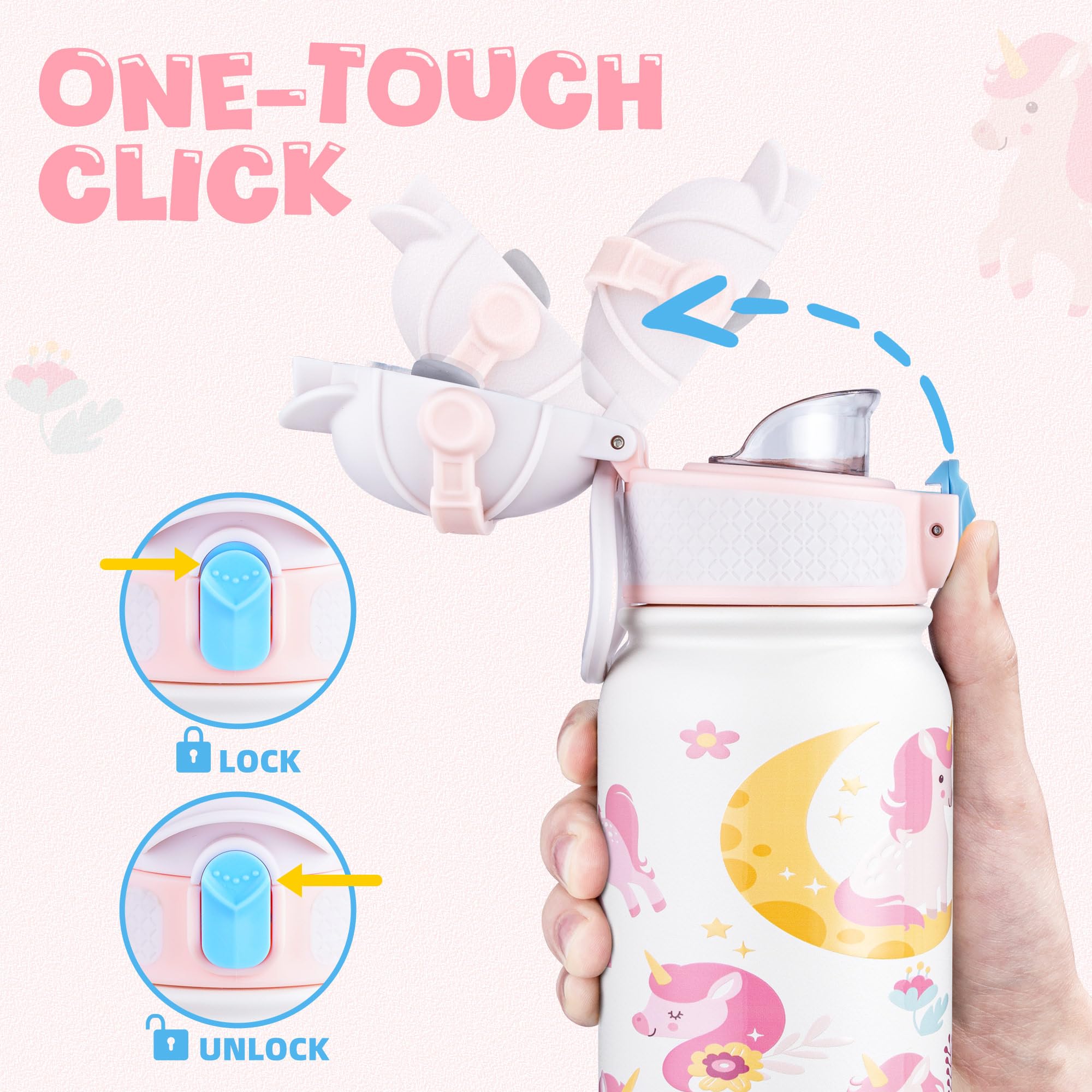 Oldley Kids Water Bottle 12Oz Insulated Water Bottle, Double Wall Stainless Steel Vacuum Bottle