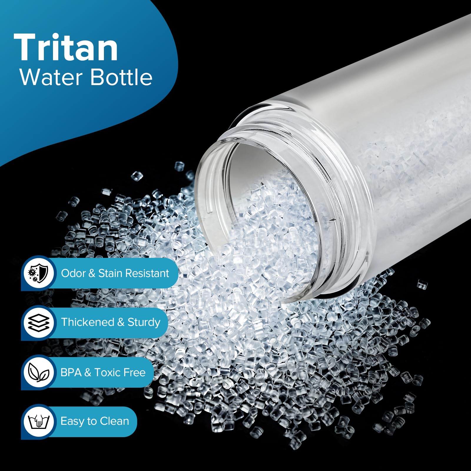 Clear Water Bottle, 21 Oz Leak-Proof Plastic Water Bottles With Flip Top Lid And Handle For Sports