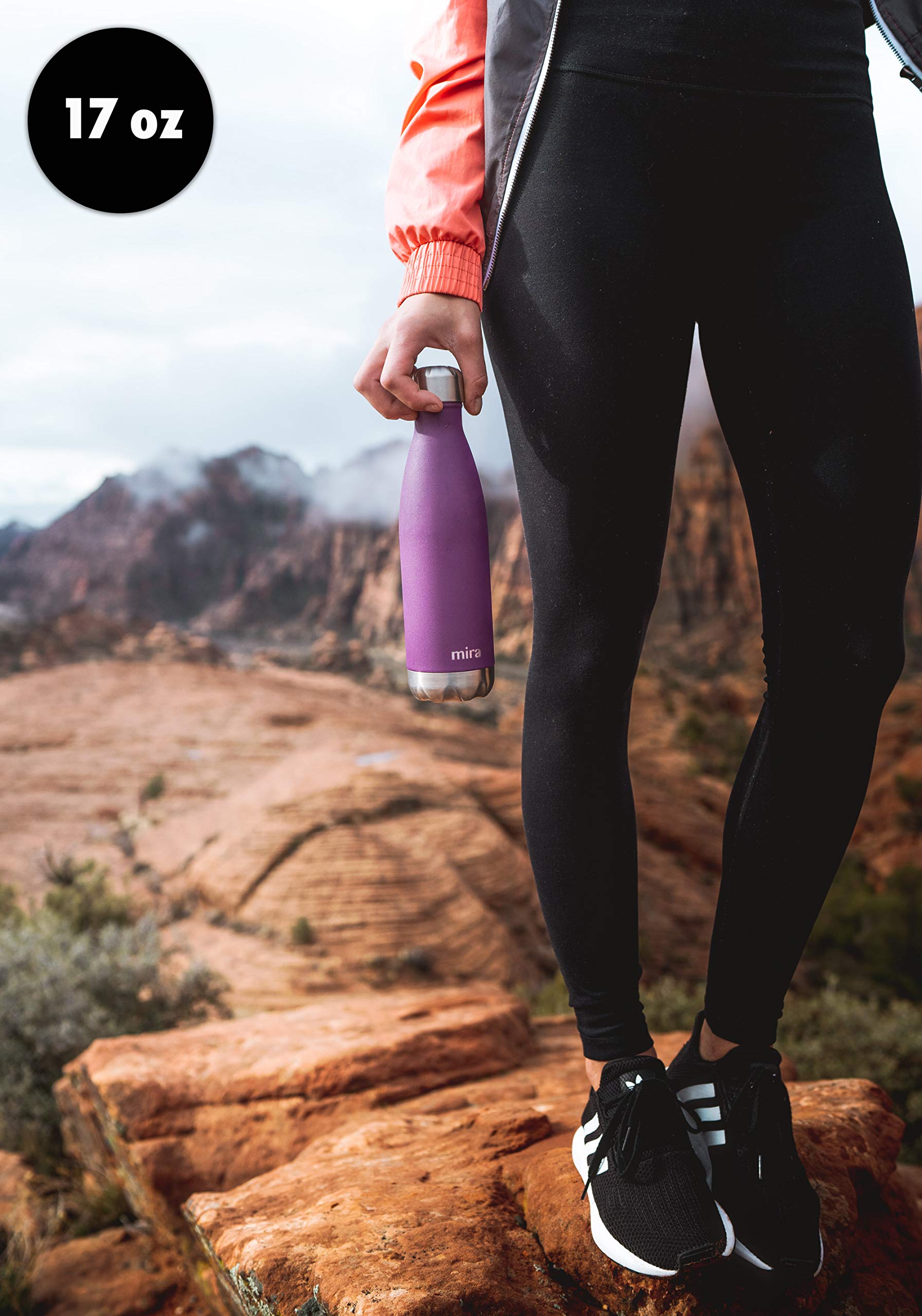 Mira 17 Oz Insulated Water Bottle - Stainless Steel Cola Shape Thermos - Double Wall