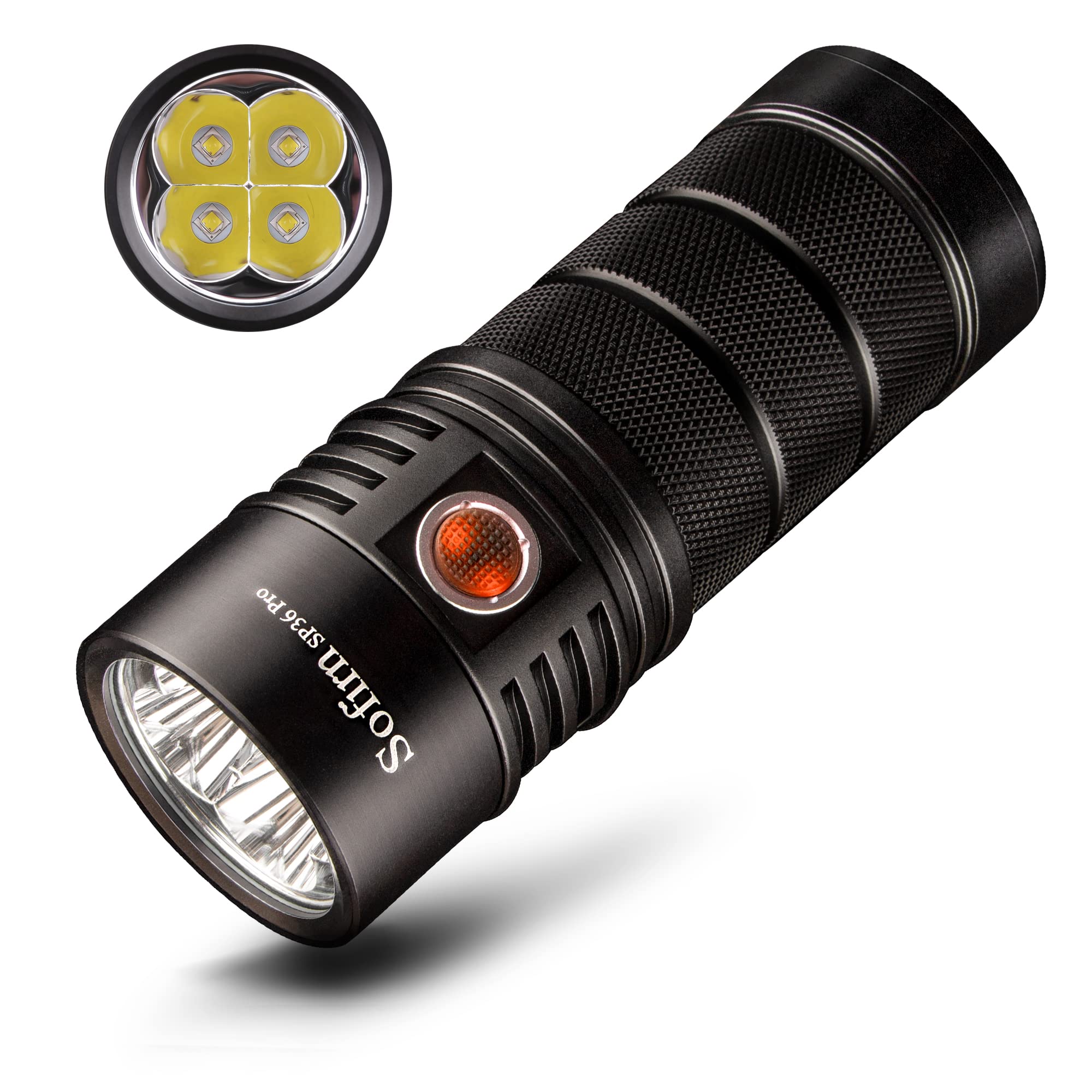 Sofirn Flashlight High Lumens, 8000 Lumens Super Bright Sp36 Pro Powerful Light Usb C Rechargeable With 4Led 5000K, Anduril 2.0 Programmable Ui And Charging Cable(Sp36Pro 5000K)