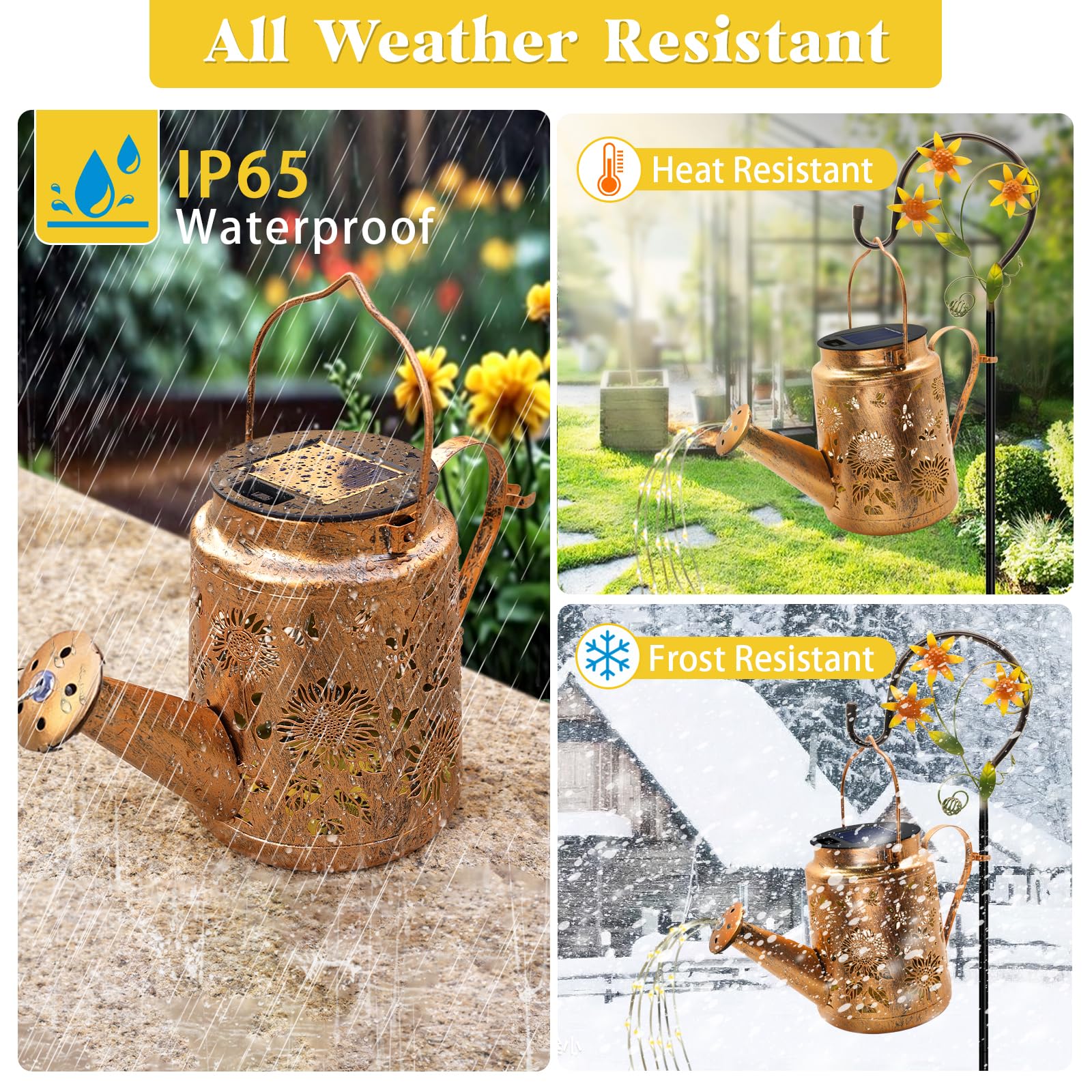 Yulloyello Solar Watering Can With Lights, Outdoor Garden Decor Sunflower Solar Garden Lights For Outdoor Pathway Yard Lawn Patio Party, Waterproof Gardening Decorations For Mom Grandma Women Birthday