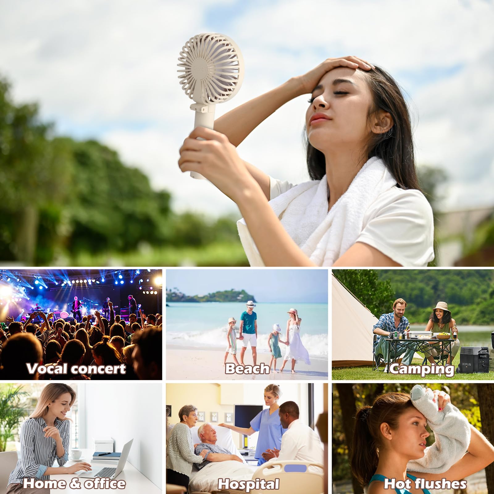 Handheld Fan - Portable Mini Fan For Travel With Usb Battery Operated, Small Foldable Rechargeable