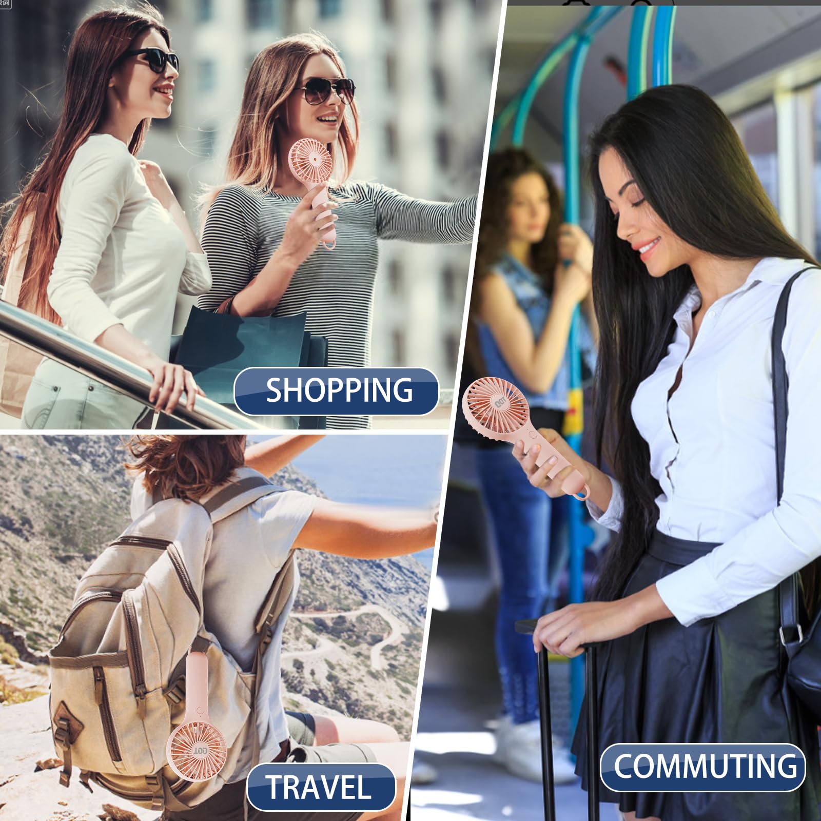 Qqt Mini Handheld Fan, Small Personal Fan With 3 Speeds, Portable Battery Operated, Usb Rechargeable