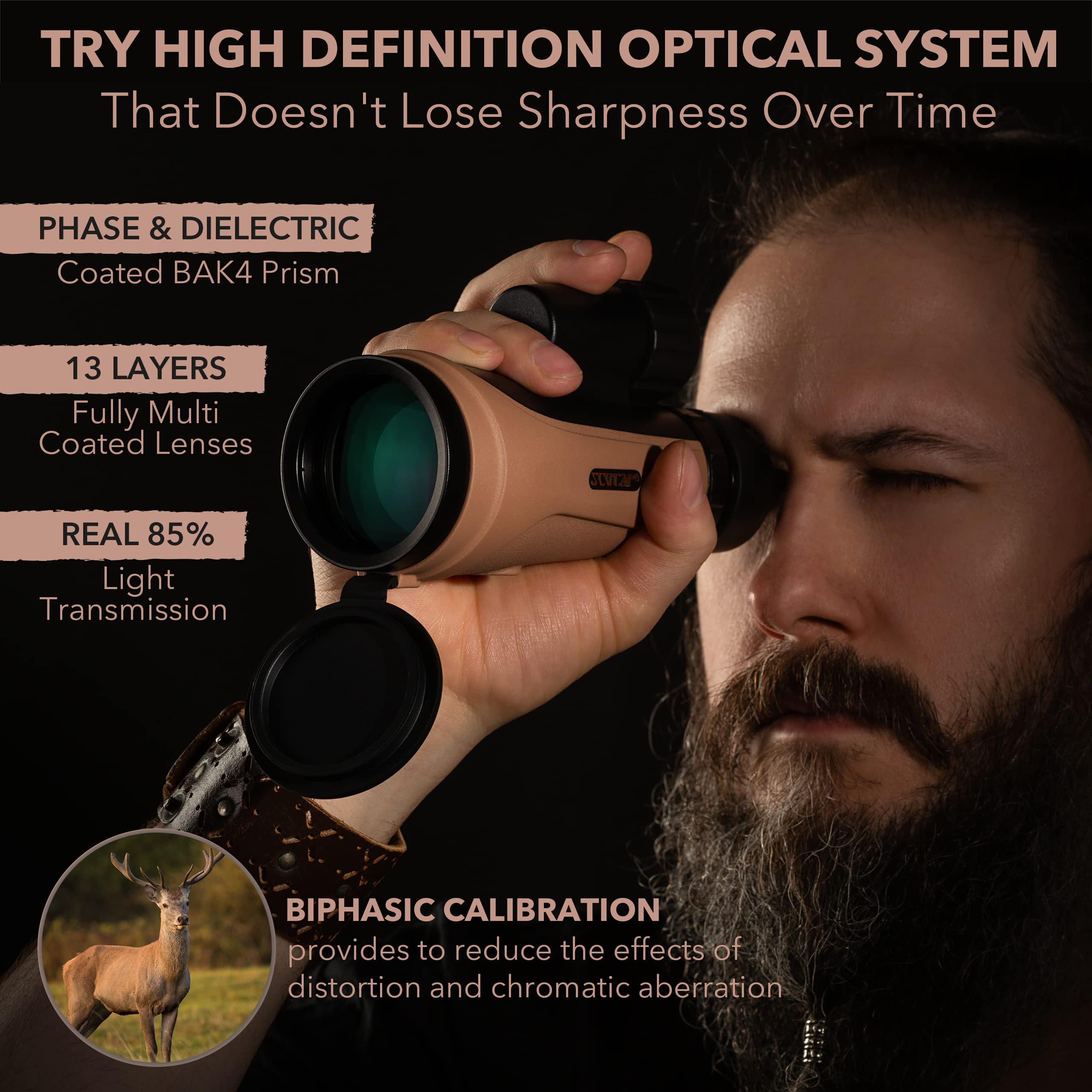 Scotar 12X50 Monocular Telescope - Fmc Fogproof, Ip67 Waterproof Hand Held Telescope - Bak4 Phase And Dielectric Coated Prism - Adventure Accessories Set: Bag, Smartphone Adapter, Mini Tripod