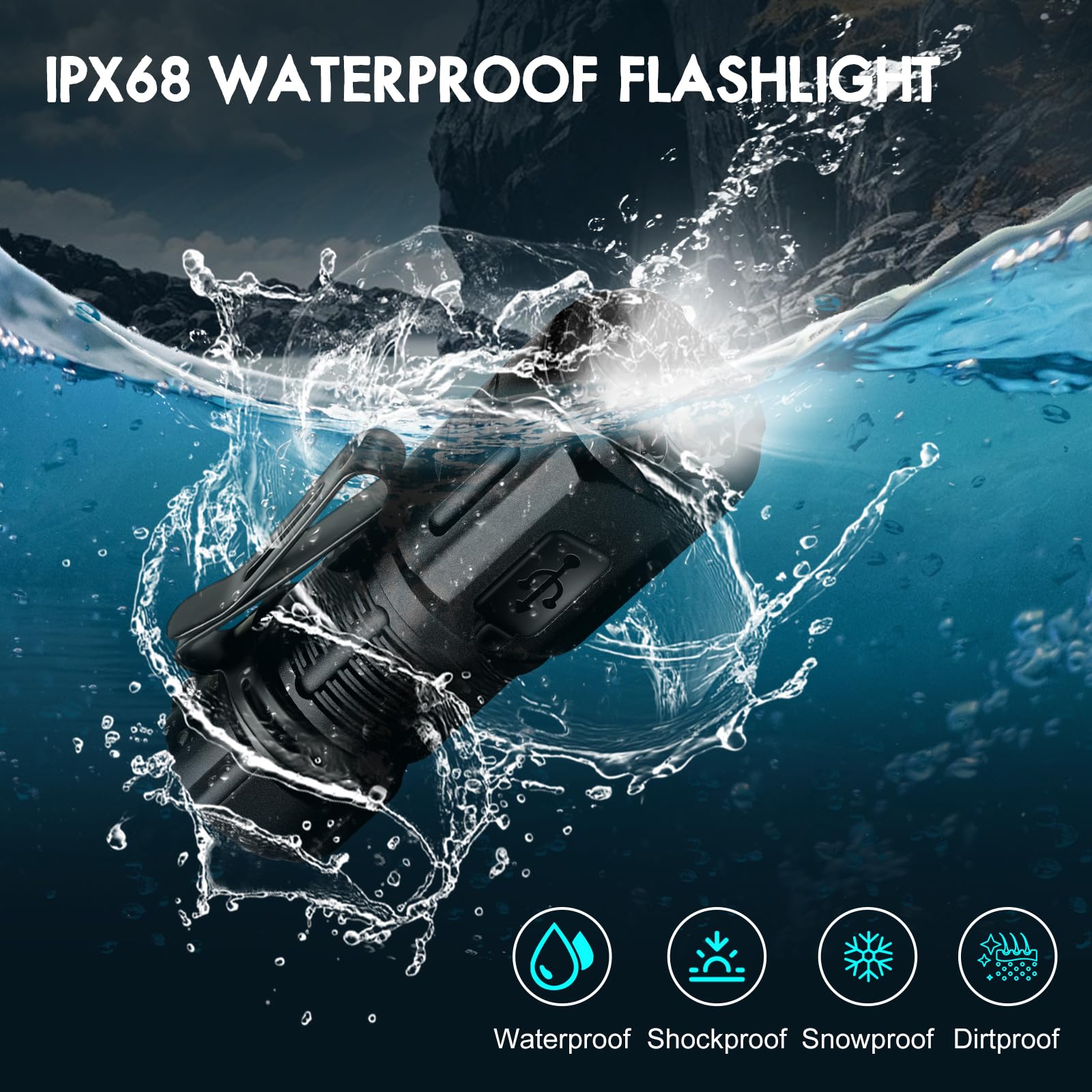 Ruisiya Rechargeable Edc Flashlight 1200 Lumens 3 Light Sources Compact Pocket Clip Light, Led Super Bright Small Flashlight,7 Modes Portable Magnetic Mini Flashlight For Outdoor Camping Emergencies (Black)