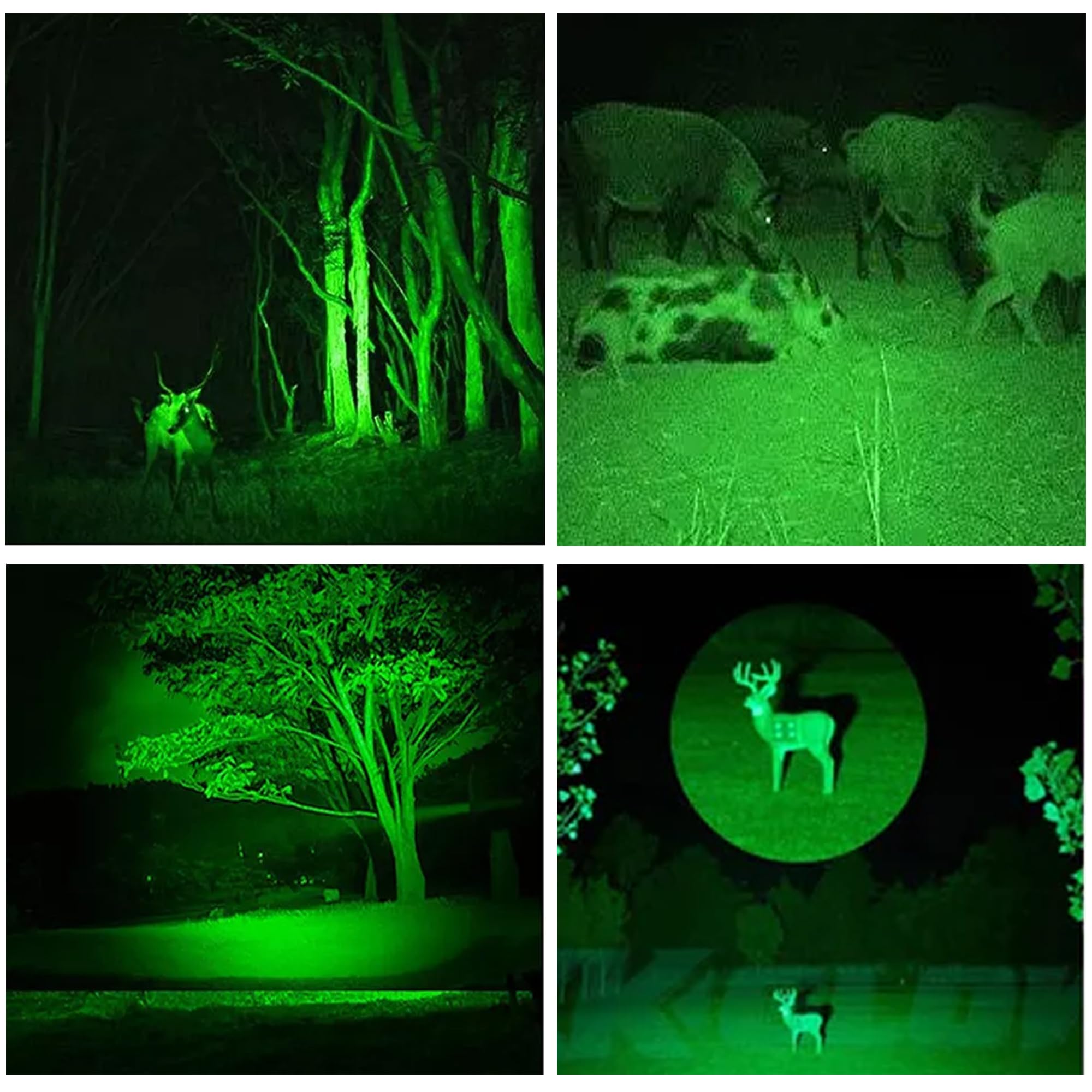 Zyunmall Green Light Flashlight Single Mode Zoomable Green Led Flashlights For Night Hunting, Hog