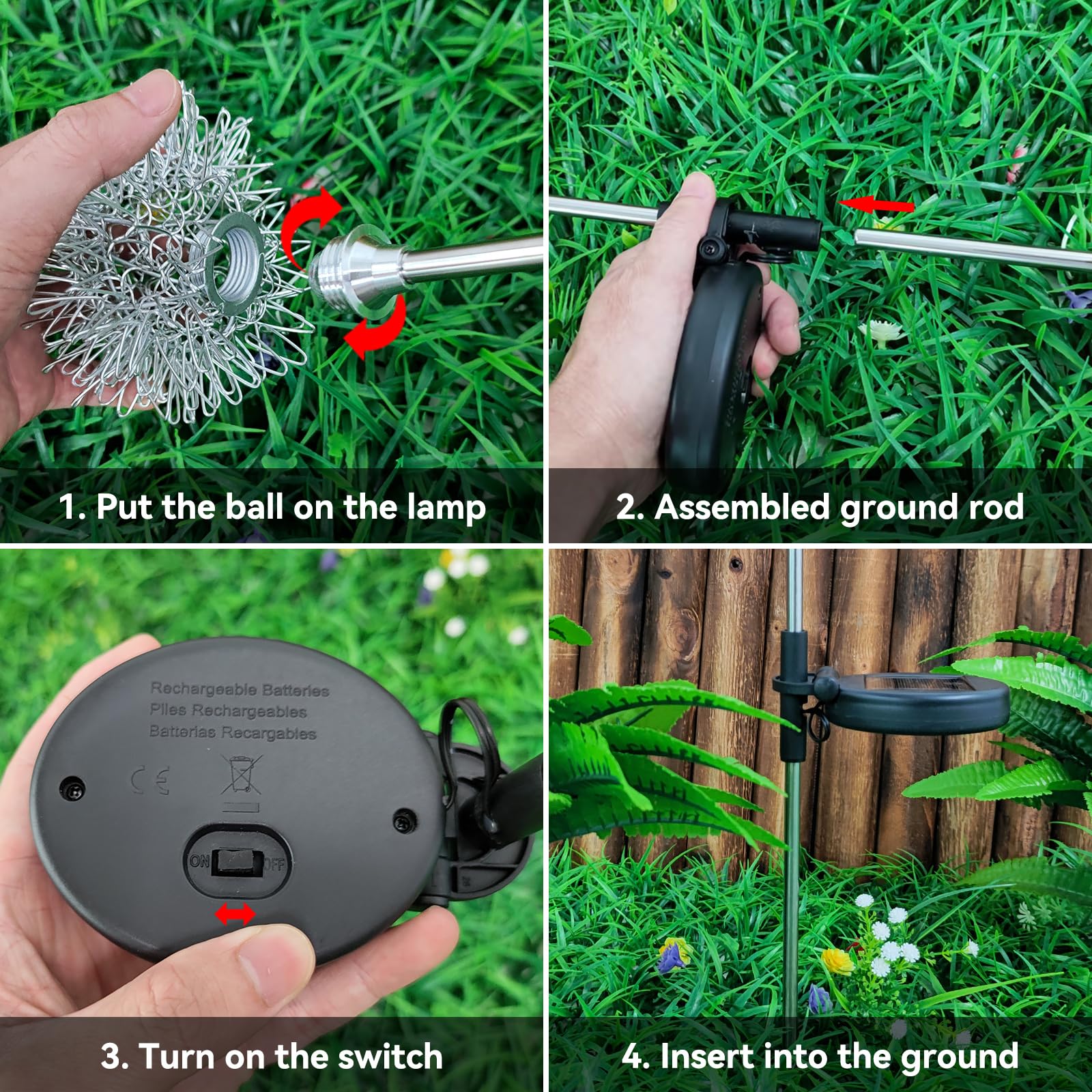 Yshengmian Solar Garden Lights Outdoor-2 Pack Decorative Light, Waterproof Solar Outdoor Lights Auto On/Off Solar Lights For Garden For Pathway Party Christmas, Warmwhite