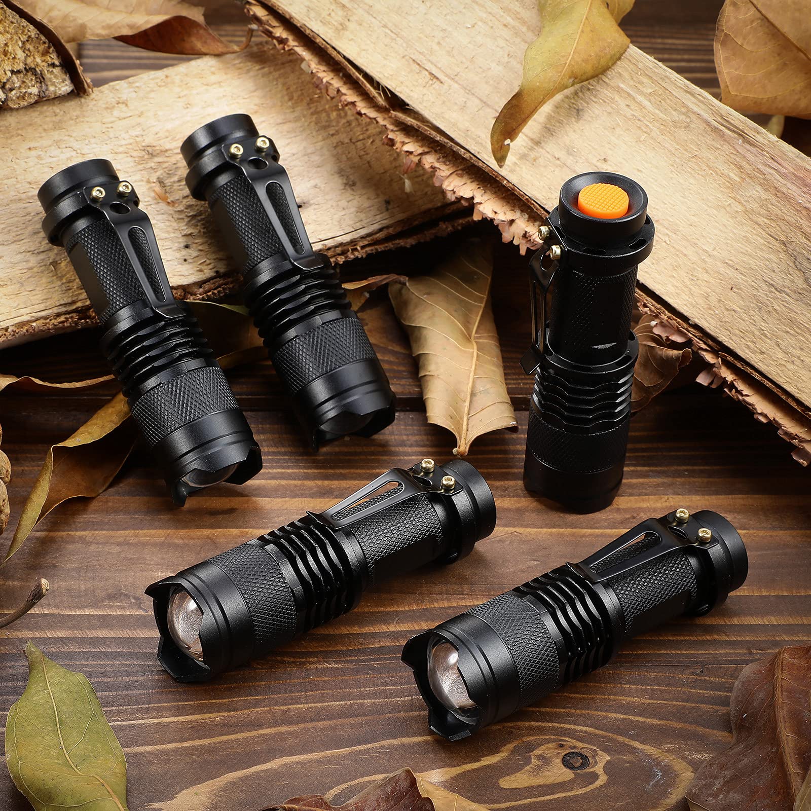 Mudder 10 Pack Mini Flashlight Led Flashlight 3 Mode Flashlight Adjustable Handheld Flashlight For Camping Hiking Outdoor Work(Black)
