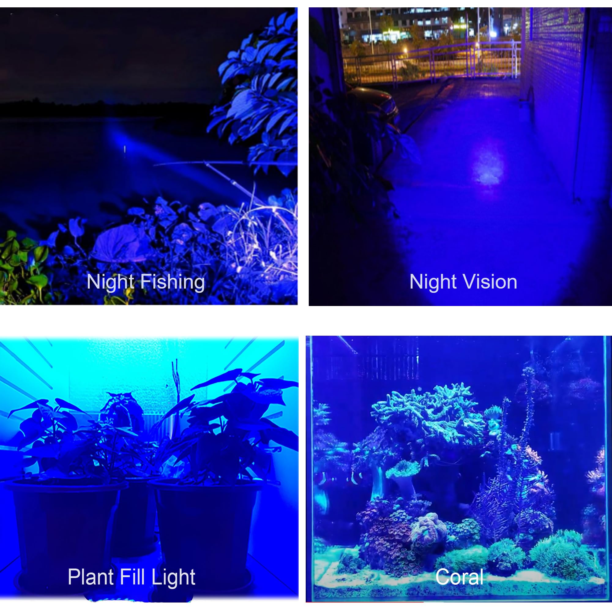 Zyunmall Blue Light Flashlight Single Mode Zoomable Blue Led Flashlights For Night Hunting, Fishing