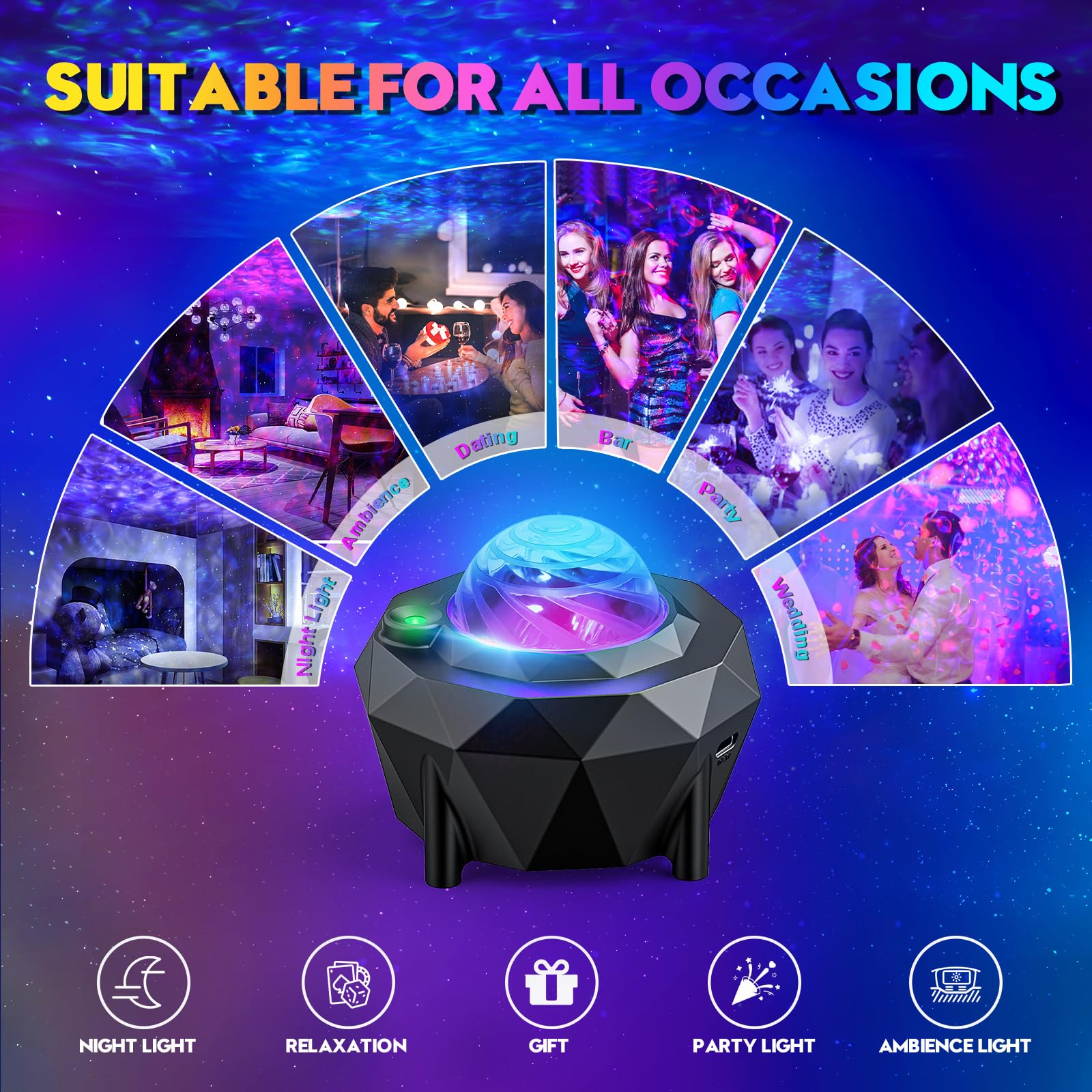 Zonqoonz Star Projector, Galaxy Projector With App Remote Control,Music Speaker Aurora Projector, Night Light Projector For Kids Adults Gaming Room, Home Theater, Birthday, Party