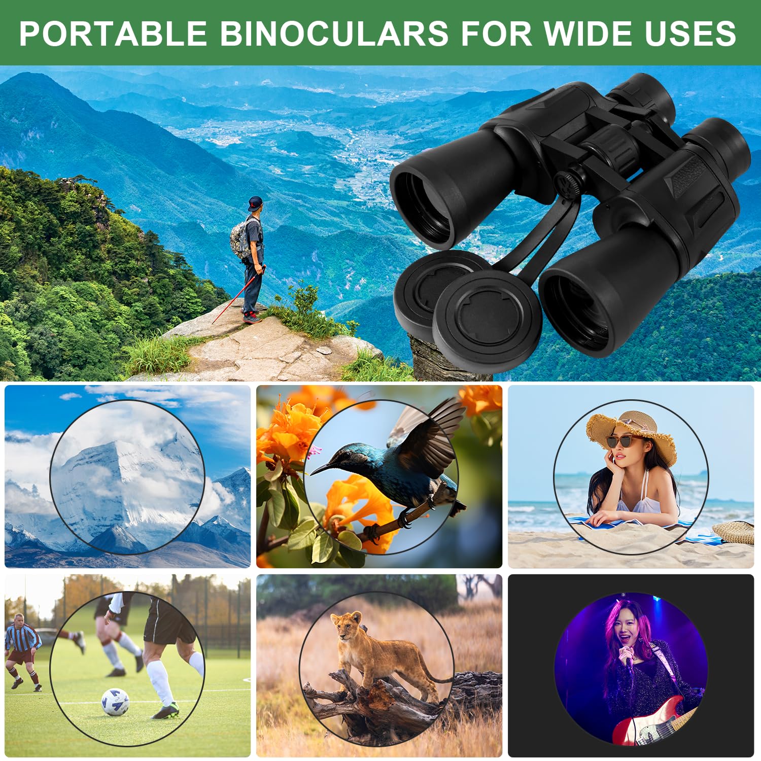 Yvey Essence 20X50 Hd Binoculars For Adults, Night Vision Binoculars Waterproof Binocular With Large View, Easy Focus For Bird Watching, Travel, Adventures