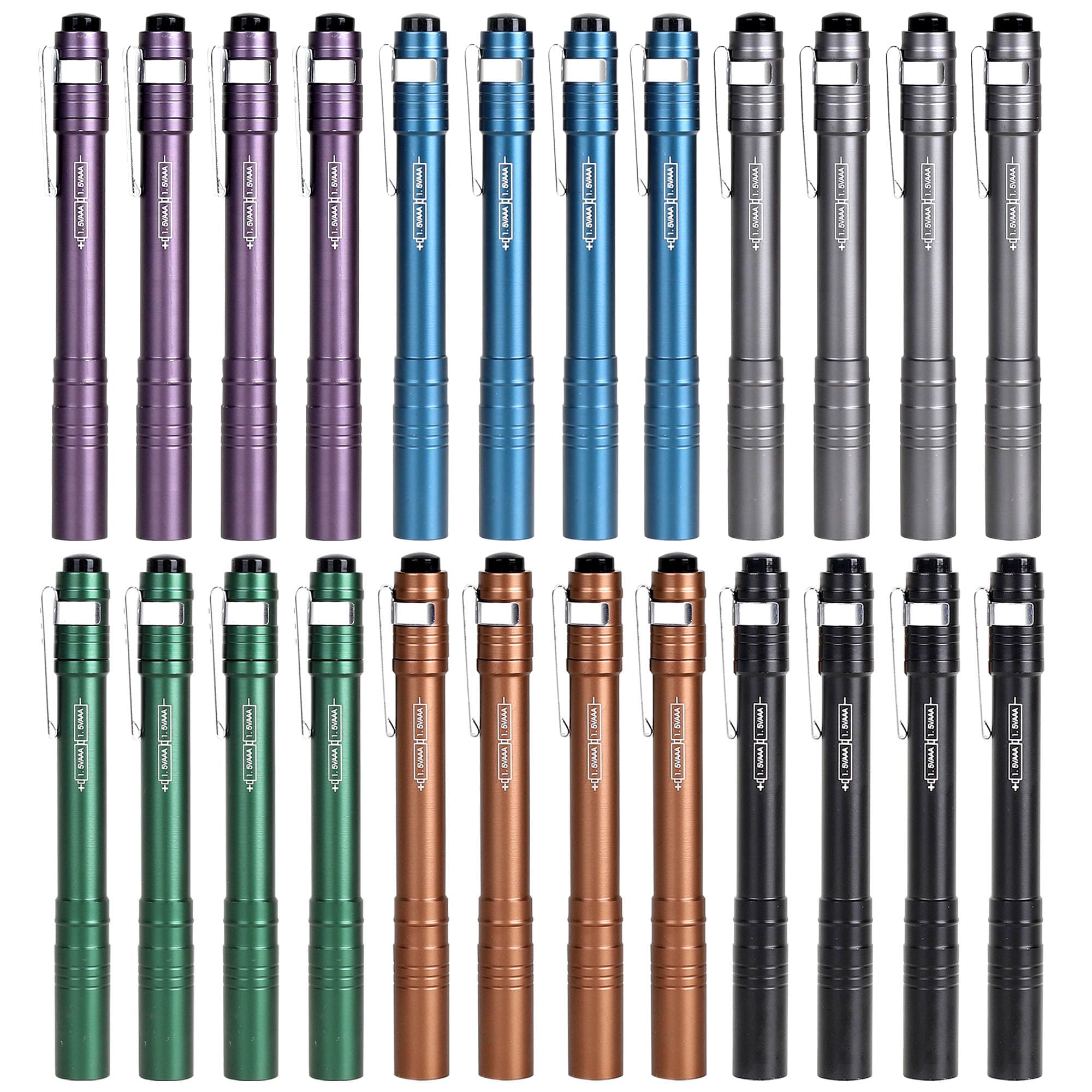 Fastpro 24-Pack Pen Light, Aluminum Led Penlights With Batteries Included & Pre-Installed, Pocket Pen Flashlight For Inspections, Repairs, Camping And Emergencies