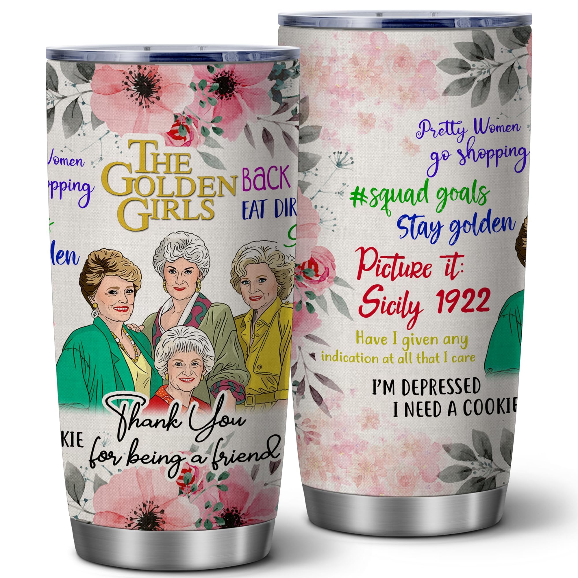 Golden Girls Tumbler Mug Cups With Lid,Golden Girl Merchandise,Goldengirls For Her,20 Oz