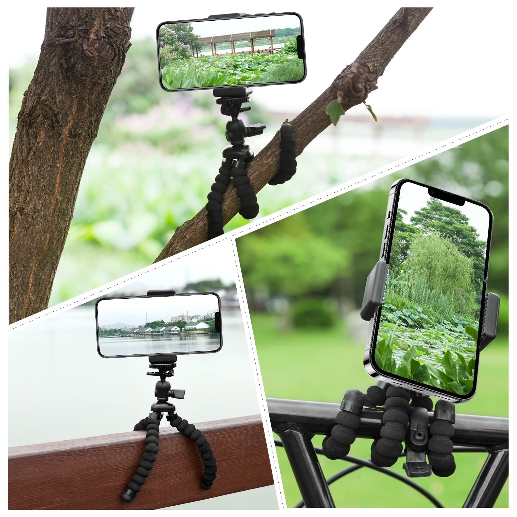 Zton Mini Cell Phone Flexible Tripod Holder, Adjustable Mobile Phone Mount, Universal Octopus Stand For Iphone, Samsung, Camera (S-Black)