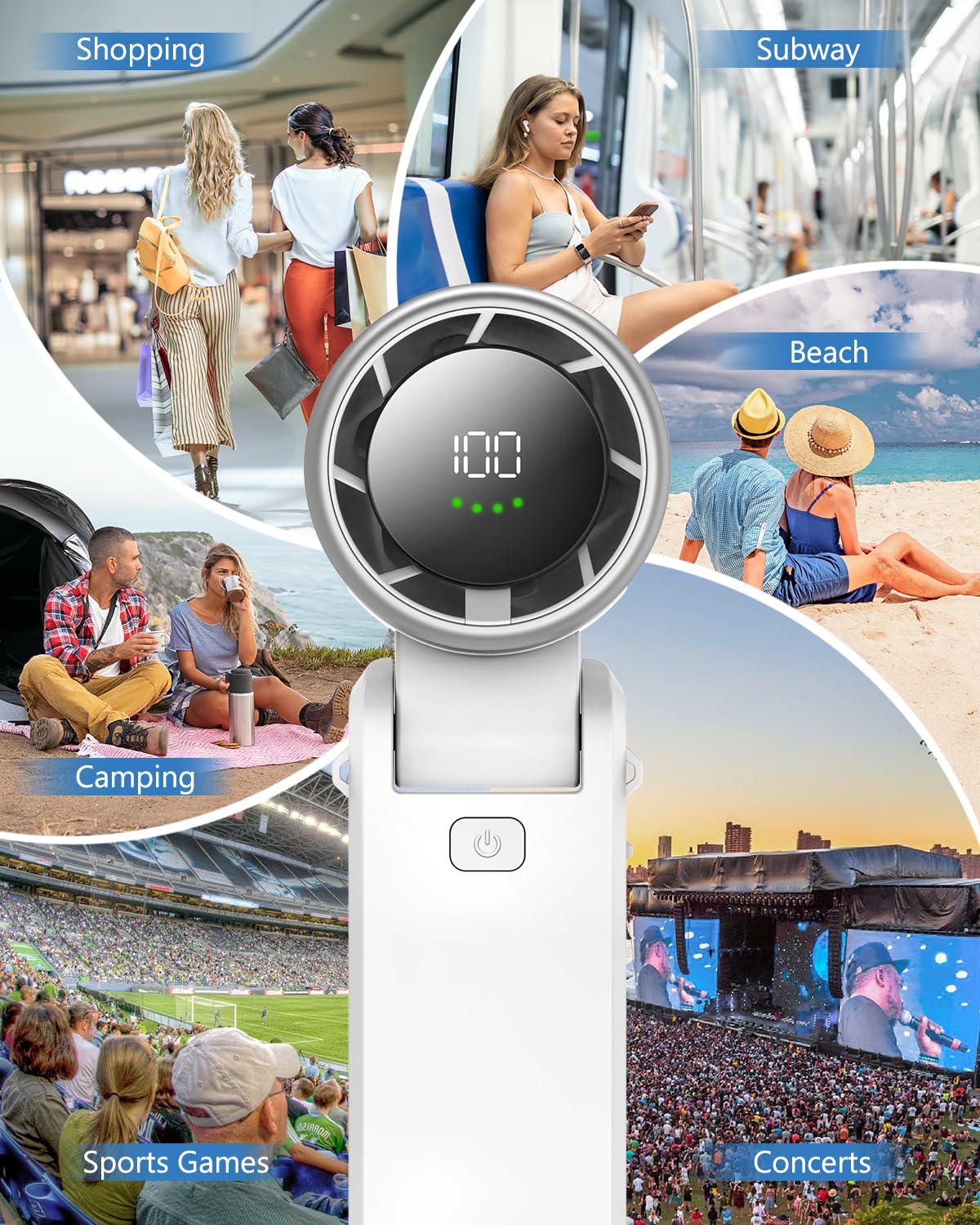 Portable Handheld Turbo Fan, Stepless 100 Gear Wind Rechargeable Personal Hand Fan, 5000Mah Handheld