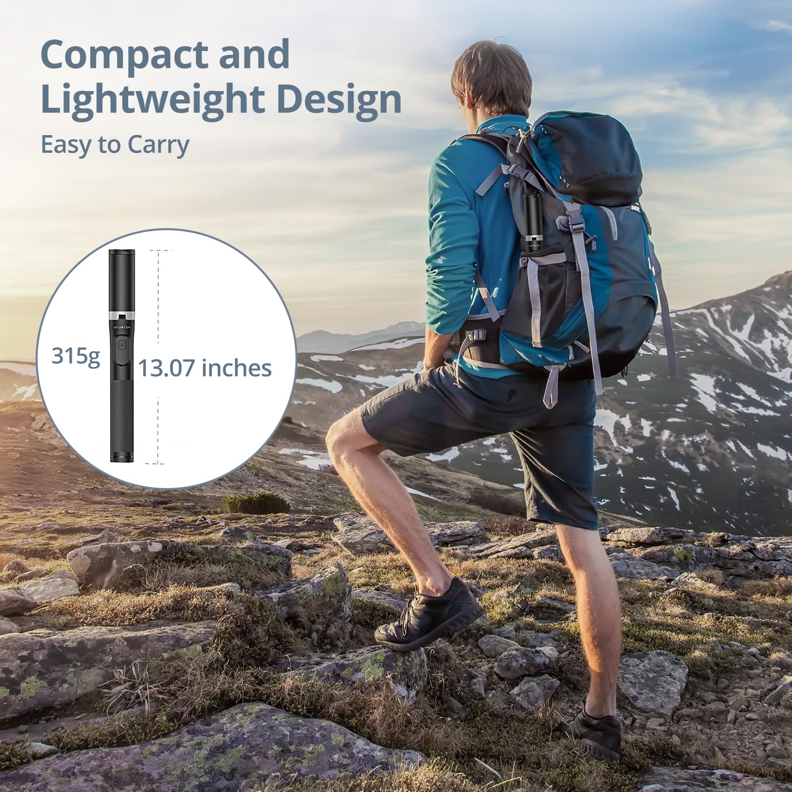 Atumtek 63" Phone Tripod, Extendable Selfie Stick Tripod With Bluetooth Remote, All-In-One Aluminum Phone Tripod Stand With Cold Shoe Mount For Gopro, 4"-7" Iphone And Android Smartphones Black