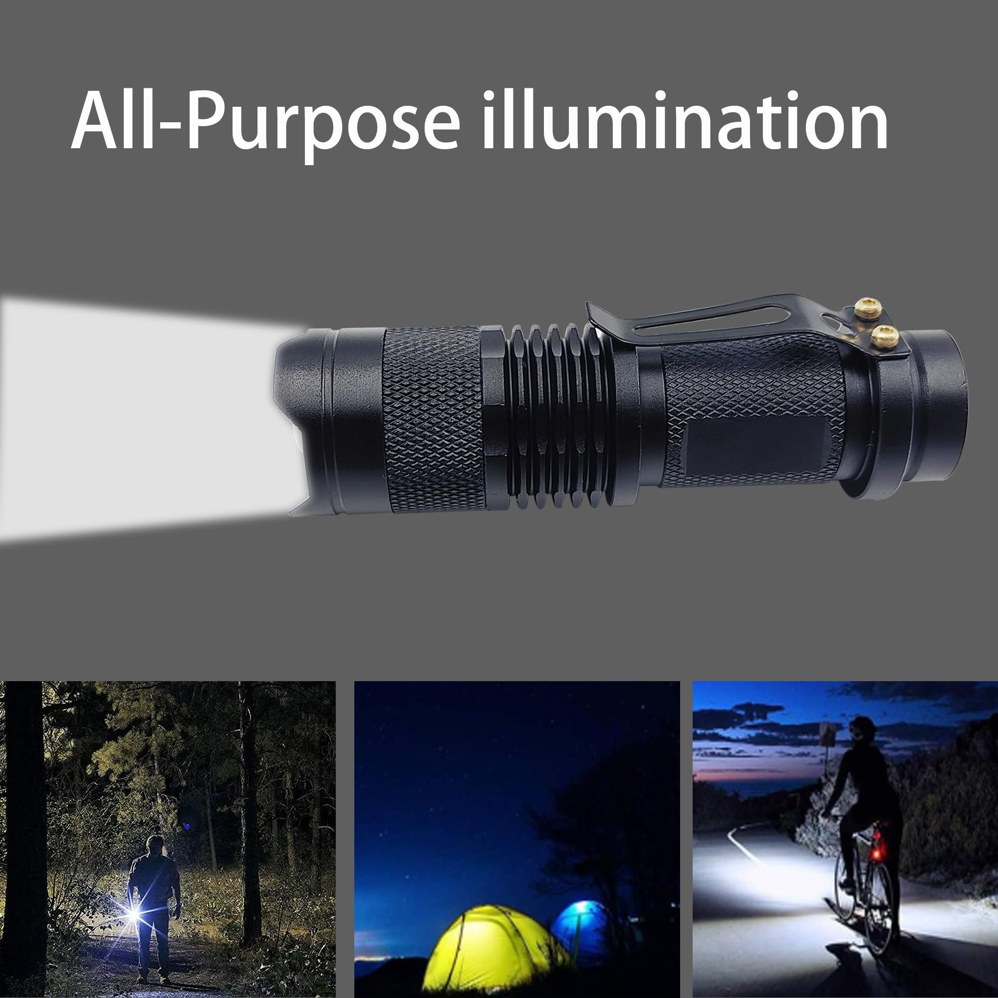 Zyunmall 4 Color Light Single Mode Flashlight: Red Light Flashlight, Green Light Flashlight, Blue Light Flashlight, Cool White Light Flashlight, 4 Pack, Black, Sk68-Wrgb-Flashlight-1Mode-Zy-24-25