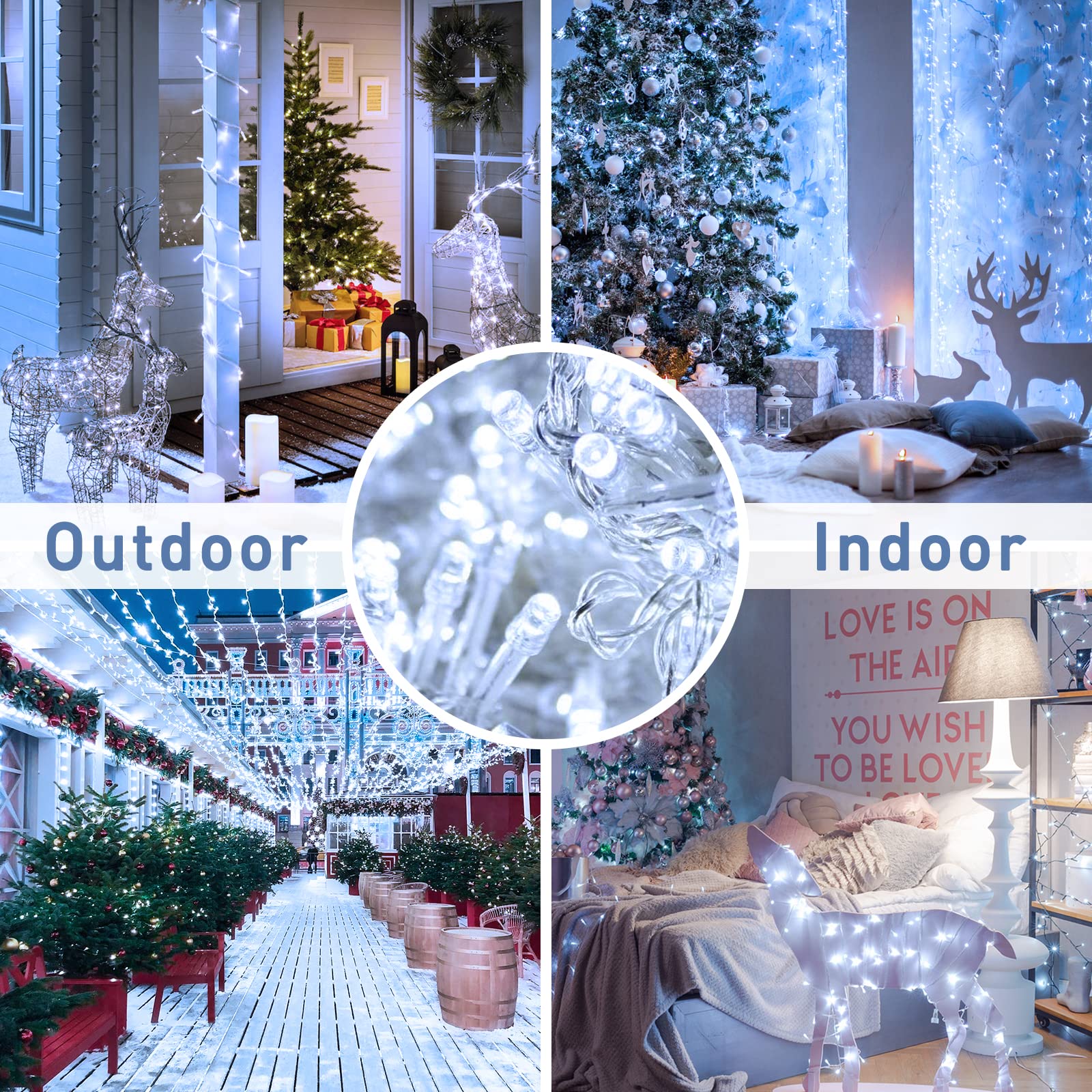 Jmexsuss Solar Meteor Shower Rain Lights/White Christmas String Lights