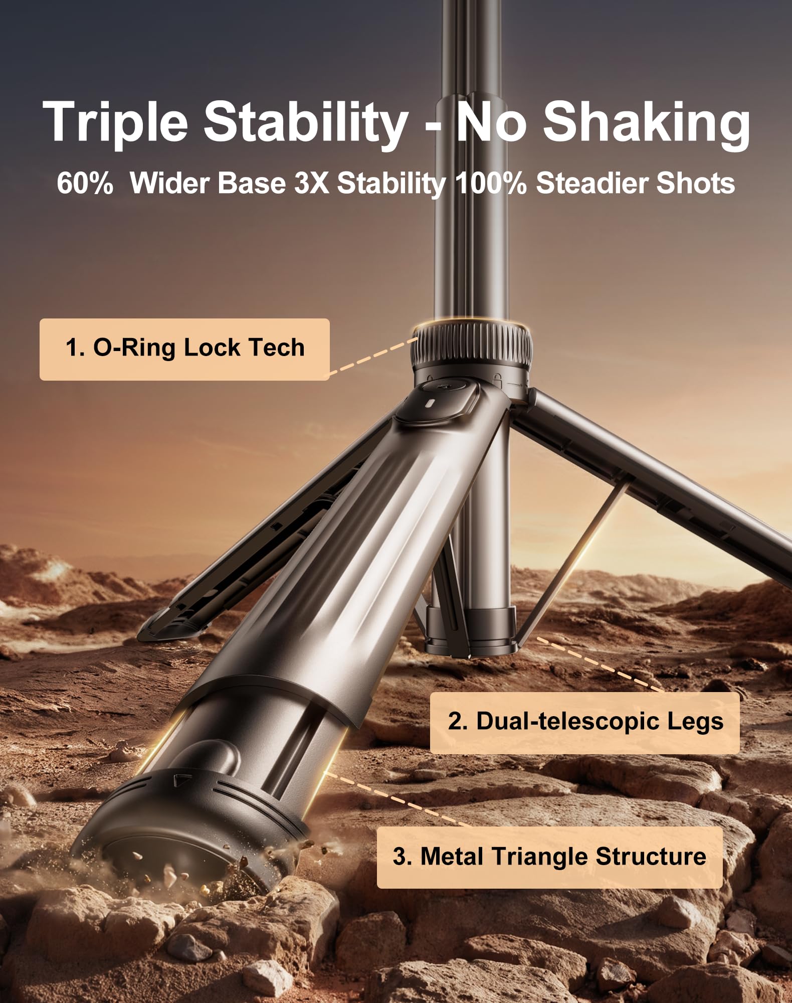 Atkttop Mini But 67'' Selfie Stick Tripod For Iphone Android Compact Stable Telescopic Legs With Remote Control 1/4 Extension Interface, Anti-Shake Stability (Black, M17)