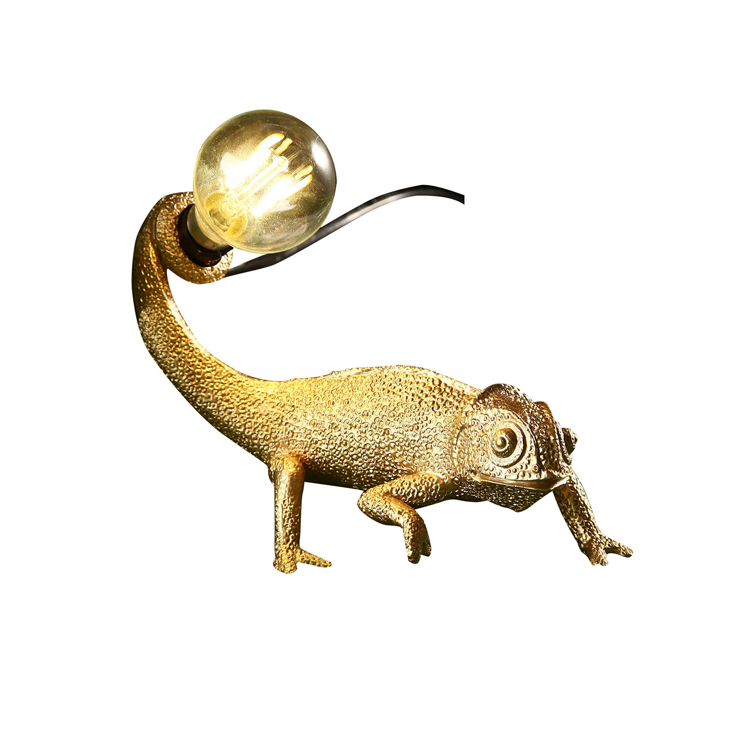Mayola Modern Chameleon Table Lamp,Desk Lamp,Night Light,Wall Lamp, Resin Chameleon Lighting Fixture For Living Room, Bedroom, Office,Kids(Table Lamp, A-Gold)