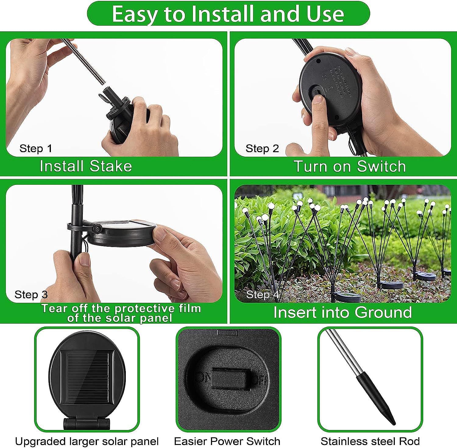 Flumy Solar Garden Lights, Solar Outdoor Lights Waterproof (Colorful, 2 Pack)