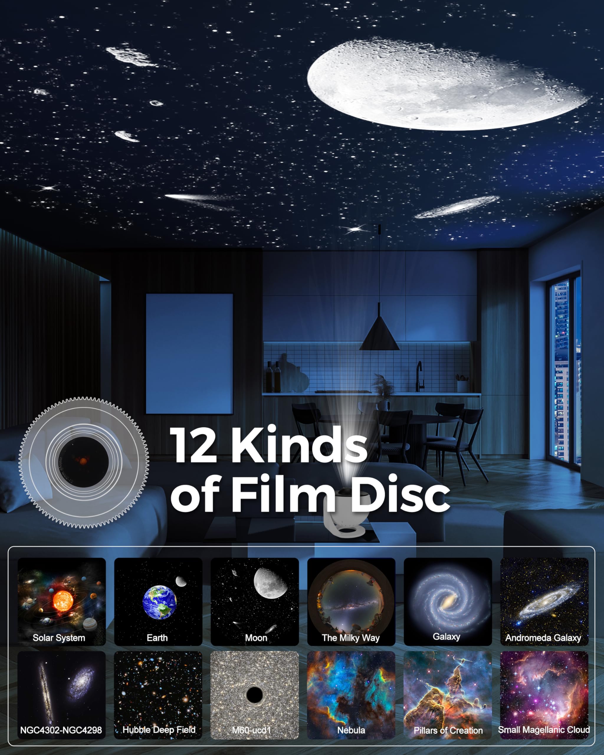 Flewken Planetarium Projector For Bedroom - 13 In 1 Star Galaxy Light - Nebula Night Light Milky Way Projector With Timer, Led Space Galaxy Lamp Room Decor For Adults Kids