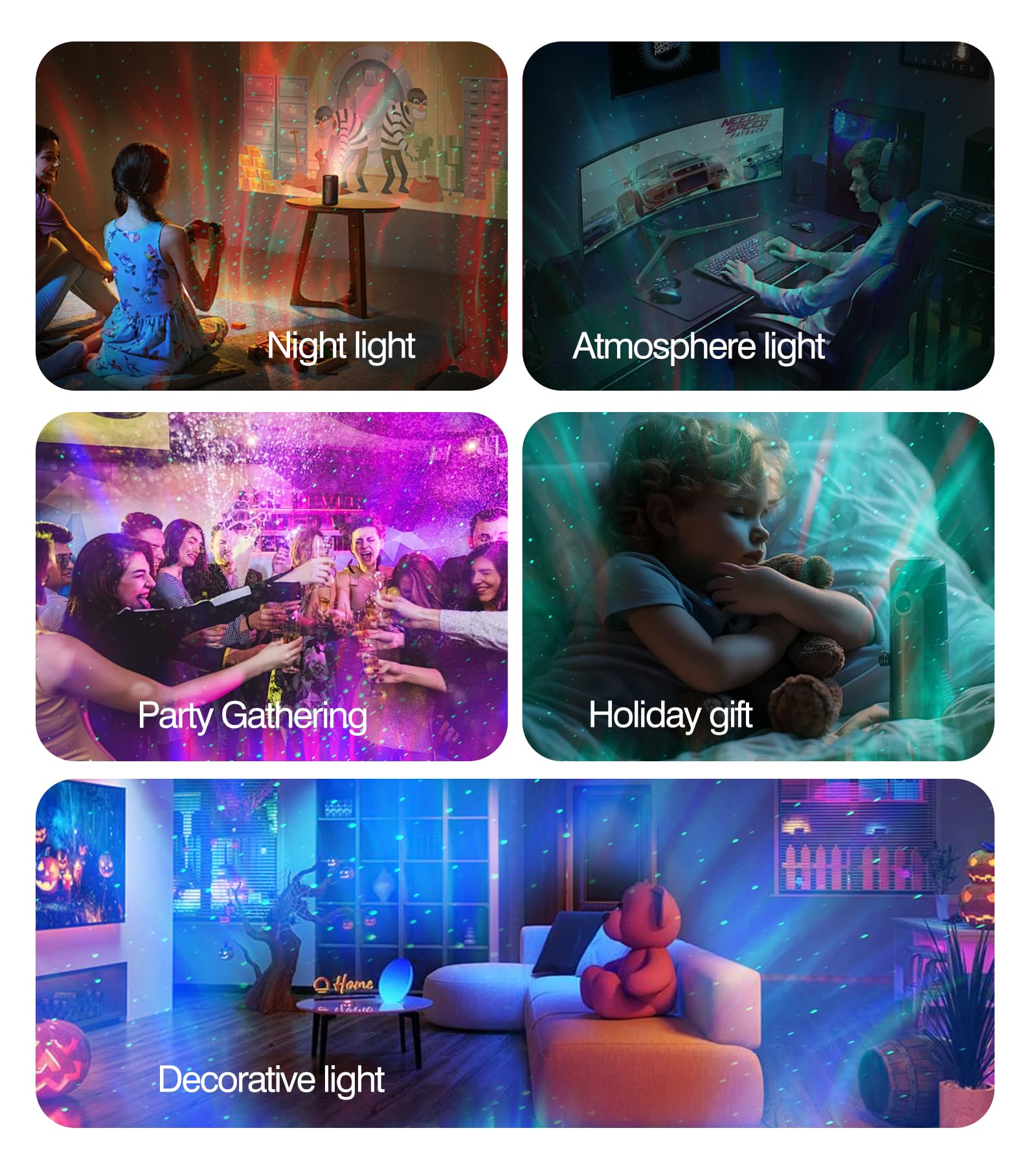 Zganva Astronaut Galaxy Projector,Astronaut Star Bee Projector,Nebula Ceiling Led Night Light For Kids With Timer Remote,Adjustable Flowing Light Starry Projector For Bedroom,Room Decor