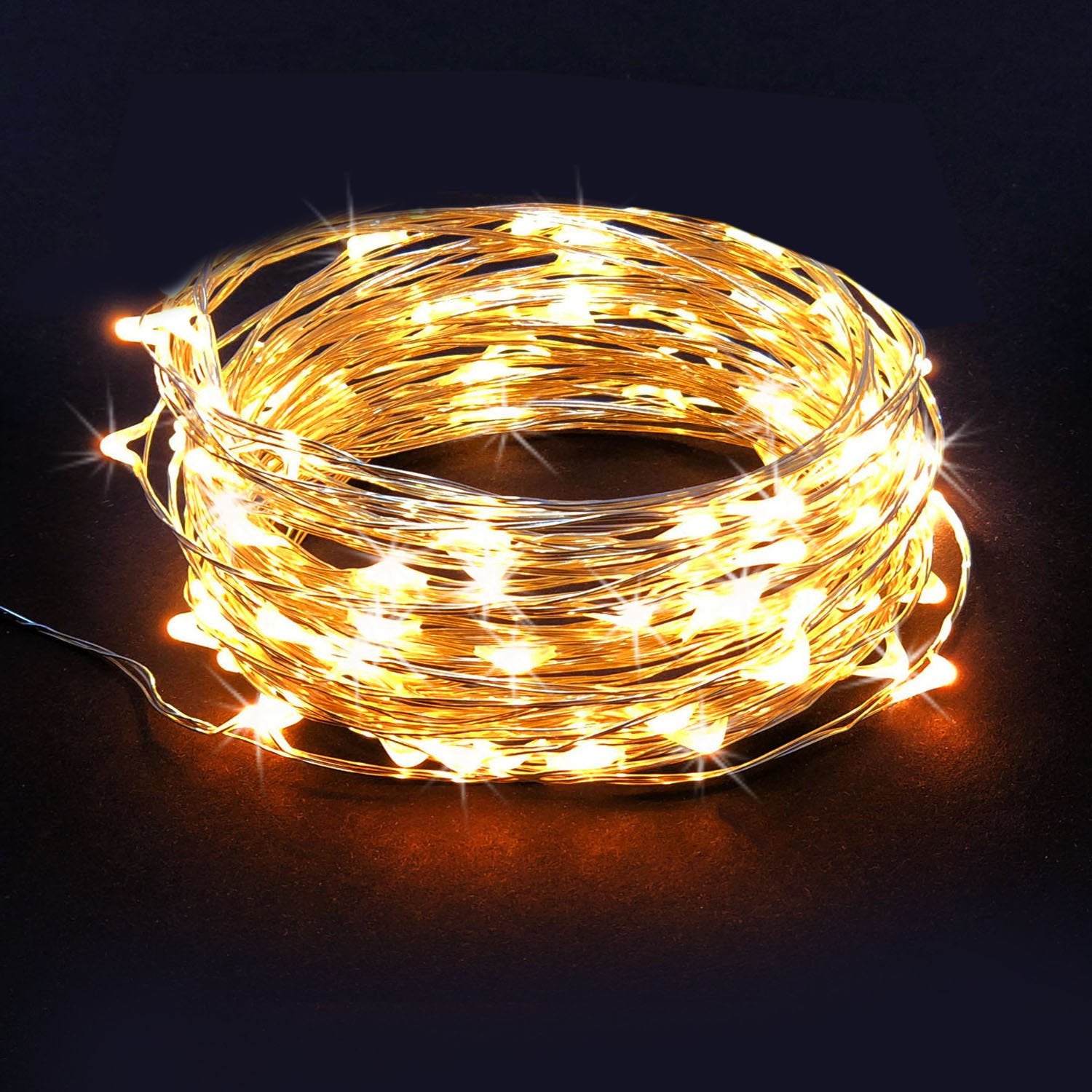 Rtgs 60 Leds Warm White Color String Lights Silver Wire Indoor And Outdoor 20 Feet Firefly Starry Fairy Lights Battery Powered For Diy, Christmas, Holidays, Party, Bedroom And Centerpieces