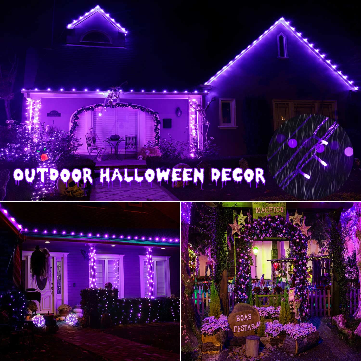 Zhouduidui Purple String Lights, 800Led 330Ft, 8 Modes Timer, Waterproof Indoor/Outdoor, Halloween/Christmas Garden Party Decoration