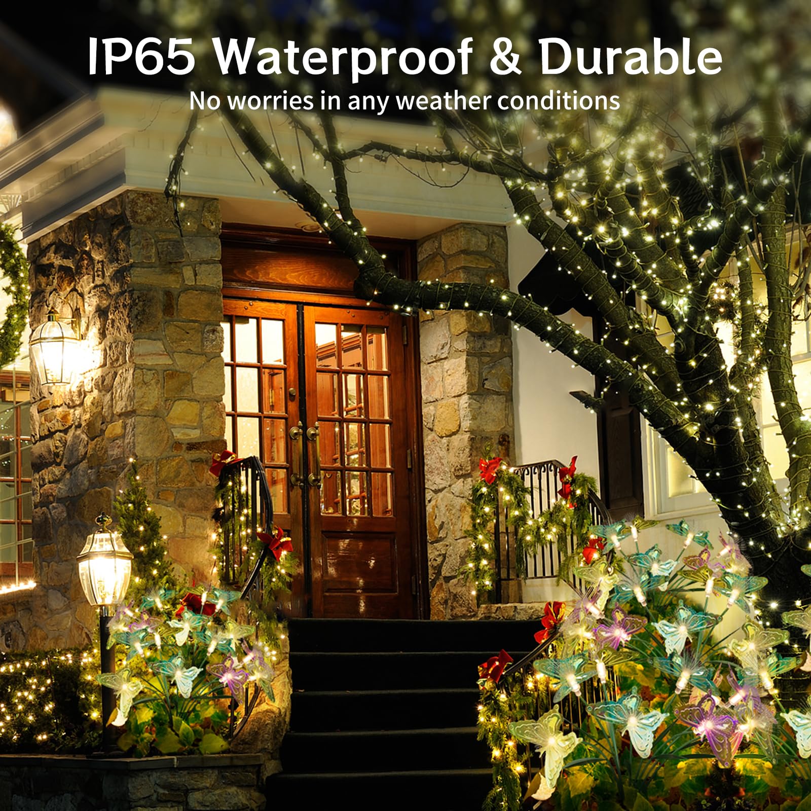 Flumy Solar Lights Outdoor Waterproof 8-Head Butterfly Decorations,Solar Garden Lights,Christmas Christmas Gift,Birthday Decorations,Butterfly Solar Lights For Garden And Yard 4Pack