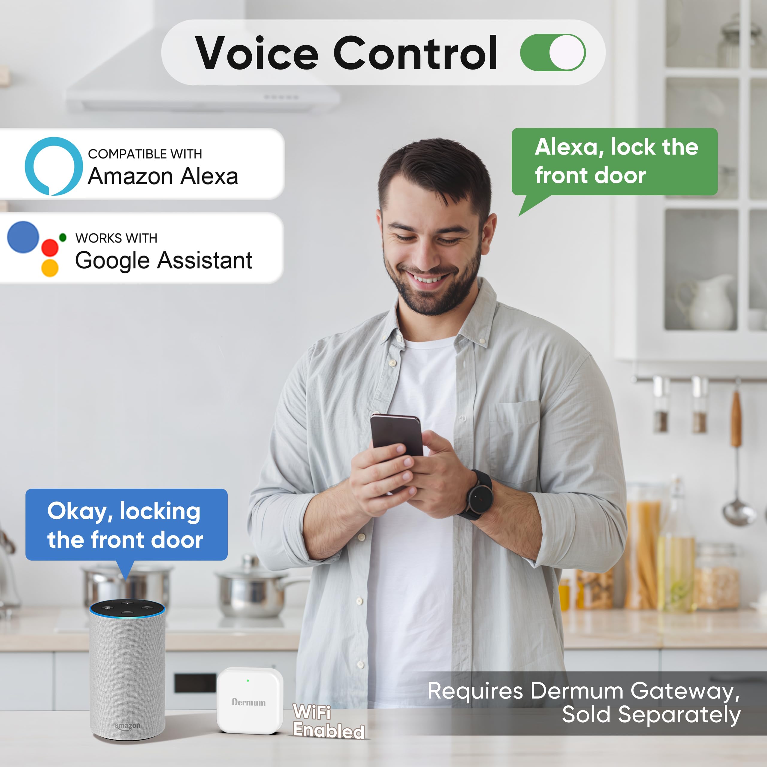 Dermum Smart Door-Lock Keyless-Entry Keypad Deadbolt: Electronic Door Lock With Code Passcode, Fingerprint Lock For Front Door (Silver)