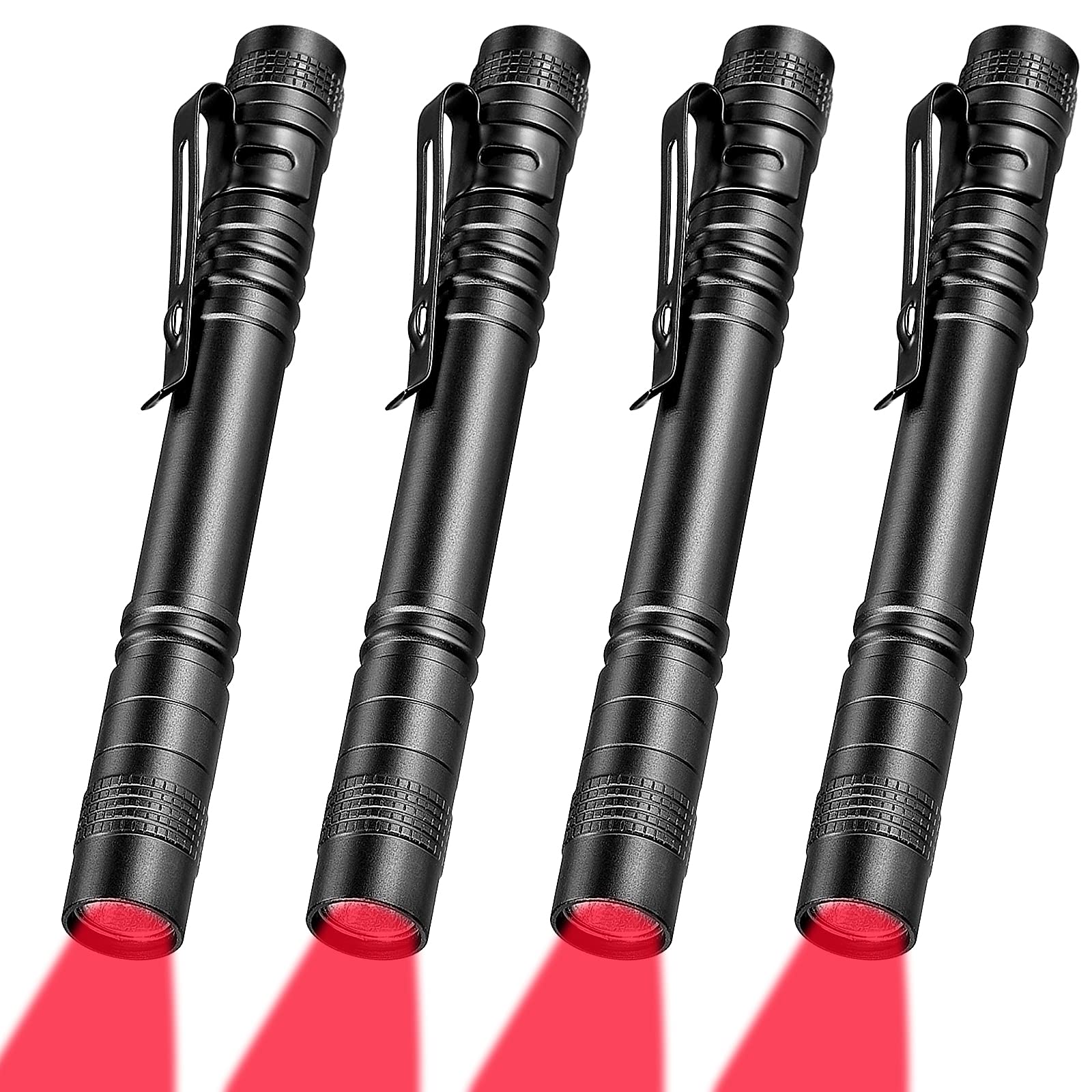 Tuanse 4 Pcs Red Light Flashlight Red Led Flashlight Pen Light Super Bright Torch For Astronomy, Aviation, Night Observation And More
