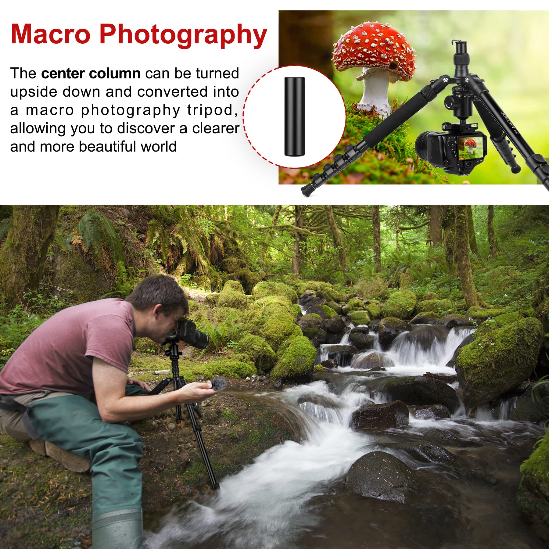 Joilcan Tripod For Camera, 81" Camera Tripod Stand, 83 Inches Dslr Tripods & Monopods, Heavy Duty Travel Tripod For Binoculars Laser Level Spotting Scope Telescope, Payload 35Lb