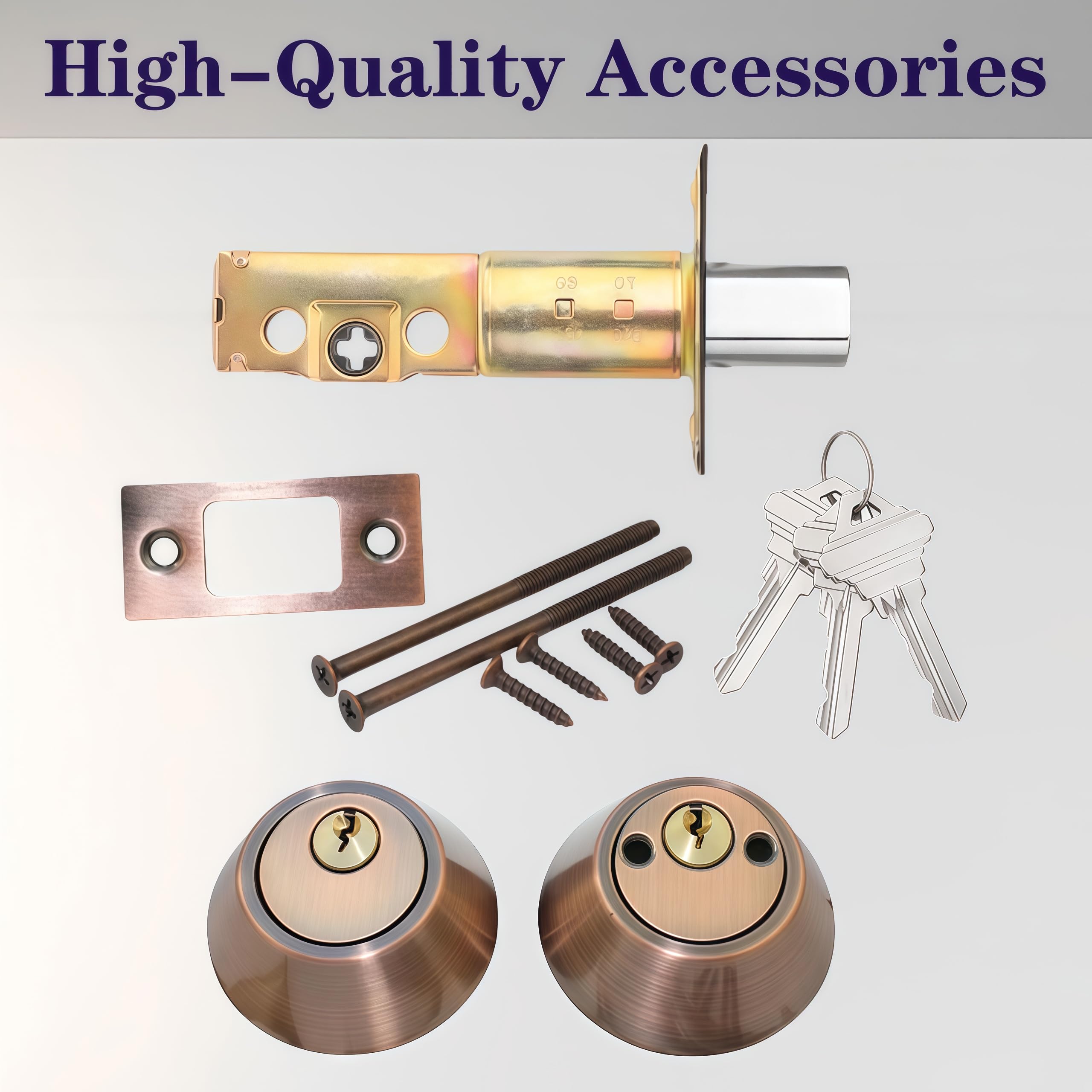 Eiqikayo Retro Red Double-Head Cylinder Deadbolt Lock- High Security Anti-Kick Door Lock, Easy To Install, Fits Standard Doors, For Home, Apartment And Office Security