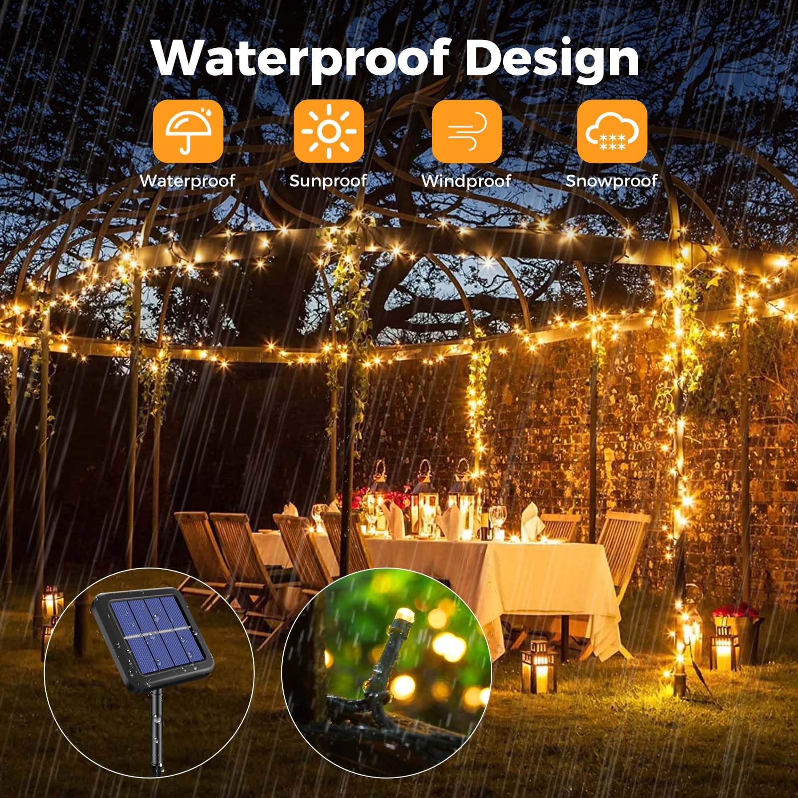 Btfarm 4 Pack Solar String Lights Outdoor, Extra Long 480Led 156Ft Solar Christmas Lights Outside Waterproof, 8 Modes Solar Powered Tree Twinkle Light For Garden Yard Patio Party Decoration,Warm White