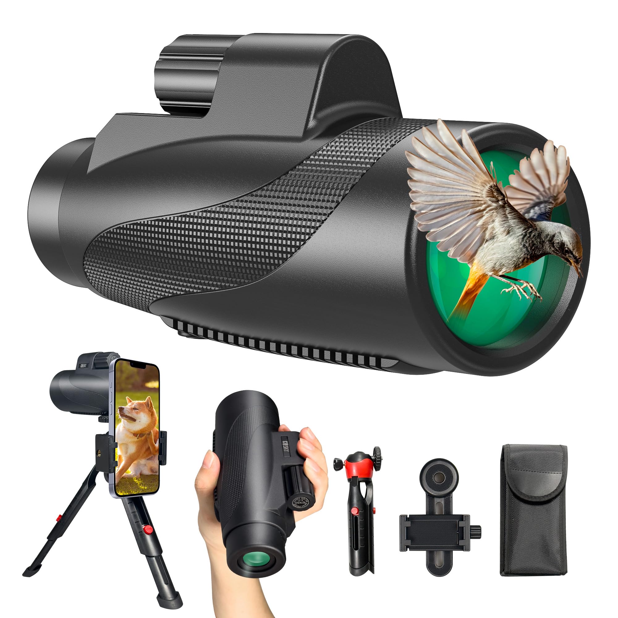 Gosky 12X50 Monocular For Adults, Monocular Telescope With Bak4 Prism & Fmc Lens,Lightweight Monocular Ideal For Bird Watching Hunting Wildlife Hiking Traveling-Black