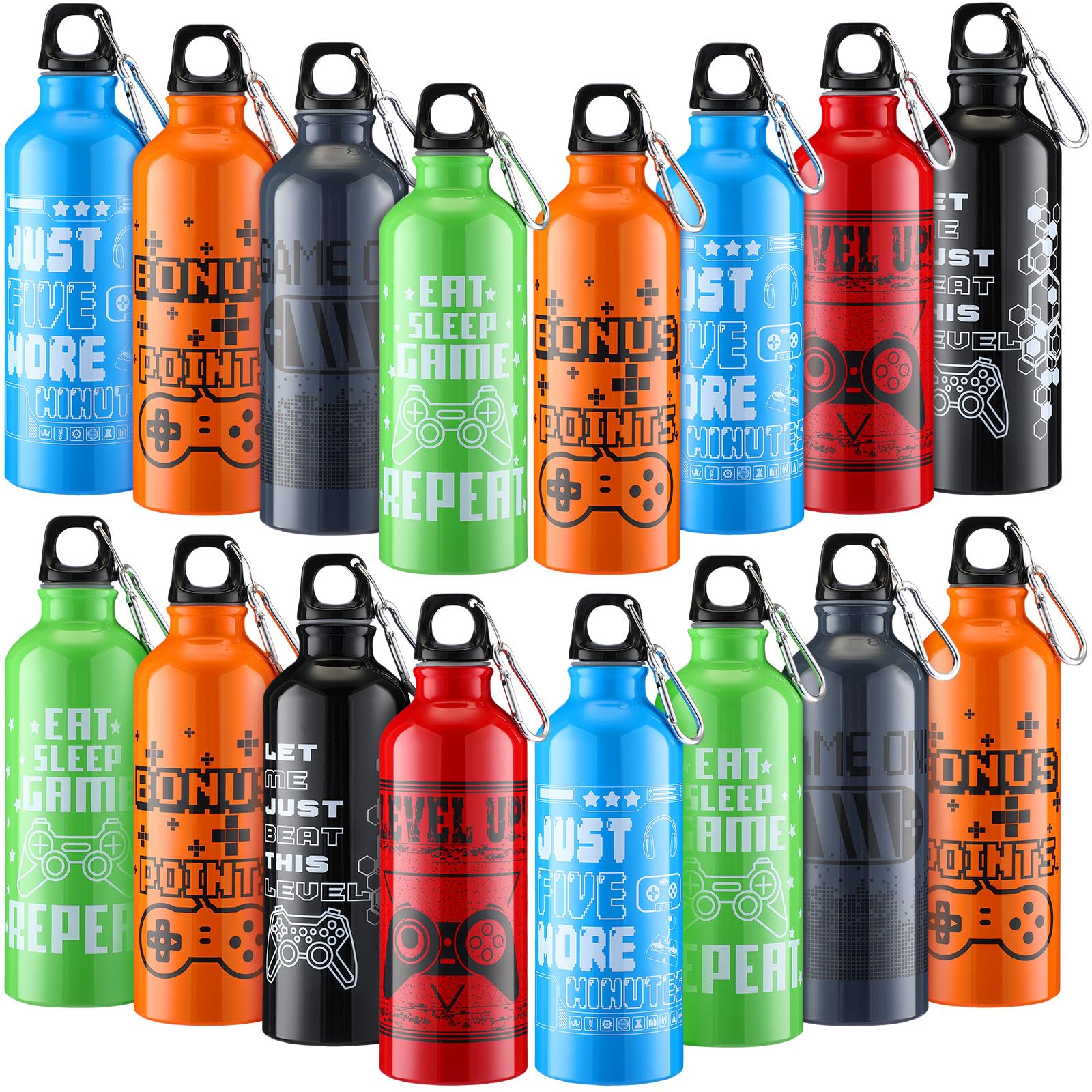 24 Pcs 17Oz Gaming Water Bottle Sports Insulated Water Bottles With Hook Clip Funny Quotes Aluminum
