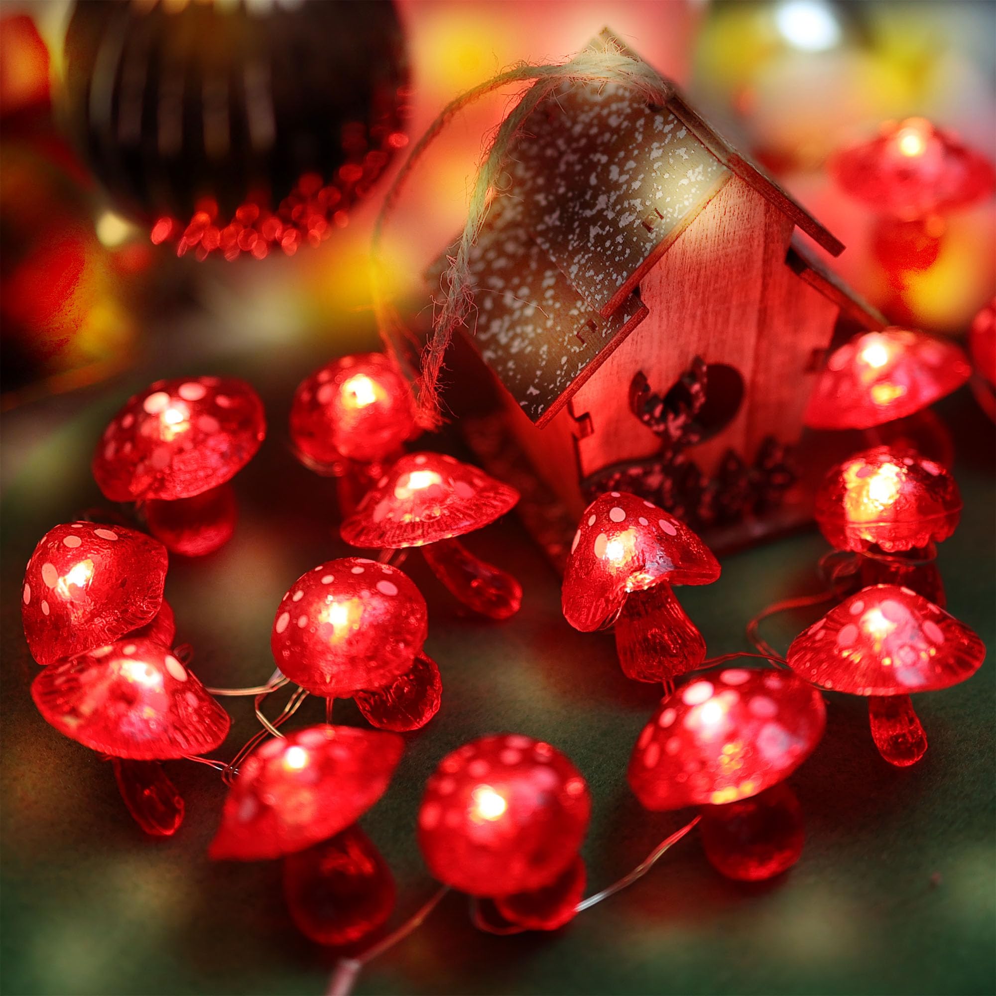 Belniak 3D Mushroom Solar Lights For Outside Solar Garden Lights-40Led 14Ft Waterproof Fairy Mushroom Novelty Mushroom Decor For Yard Patio Window Balcony Yule Decoration