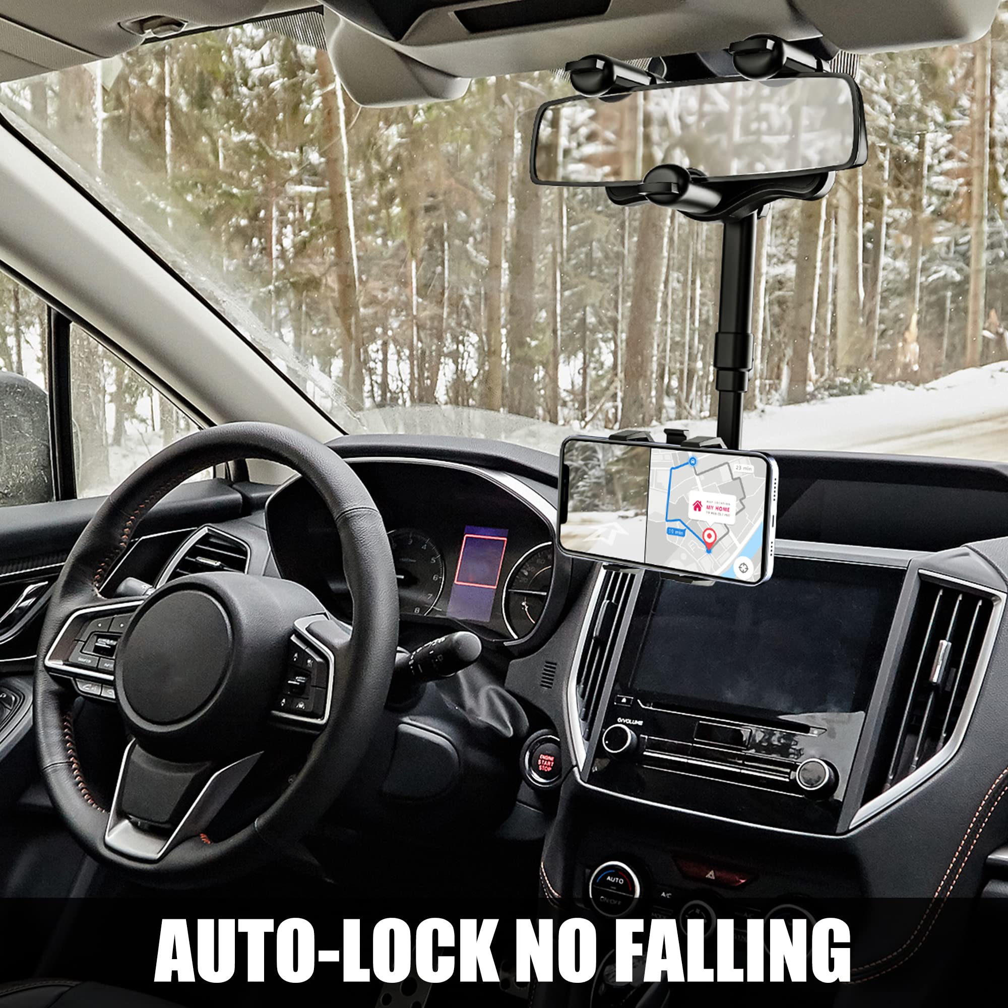 Sxhyf Rear View Mirror Phone Holder,  Rotatable And Retractable, Universal Mount, Cell Car Fit For Iphone 11 12 13 14 Pro Max Samsung All Phone