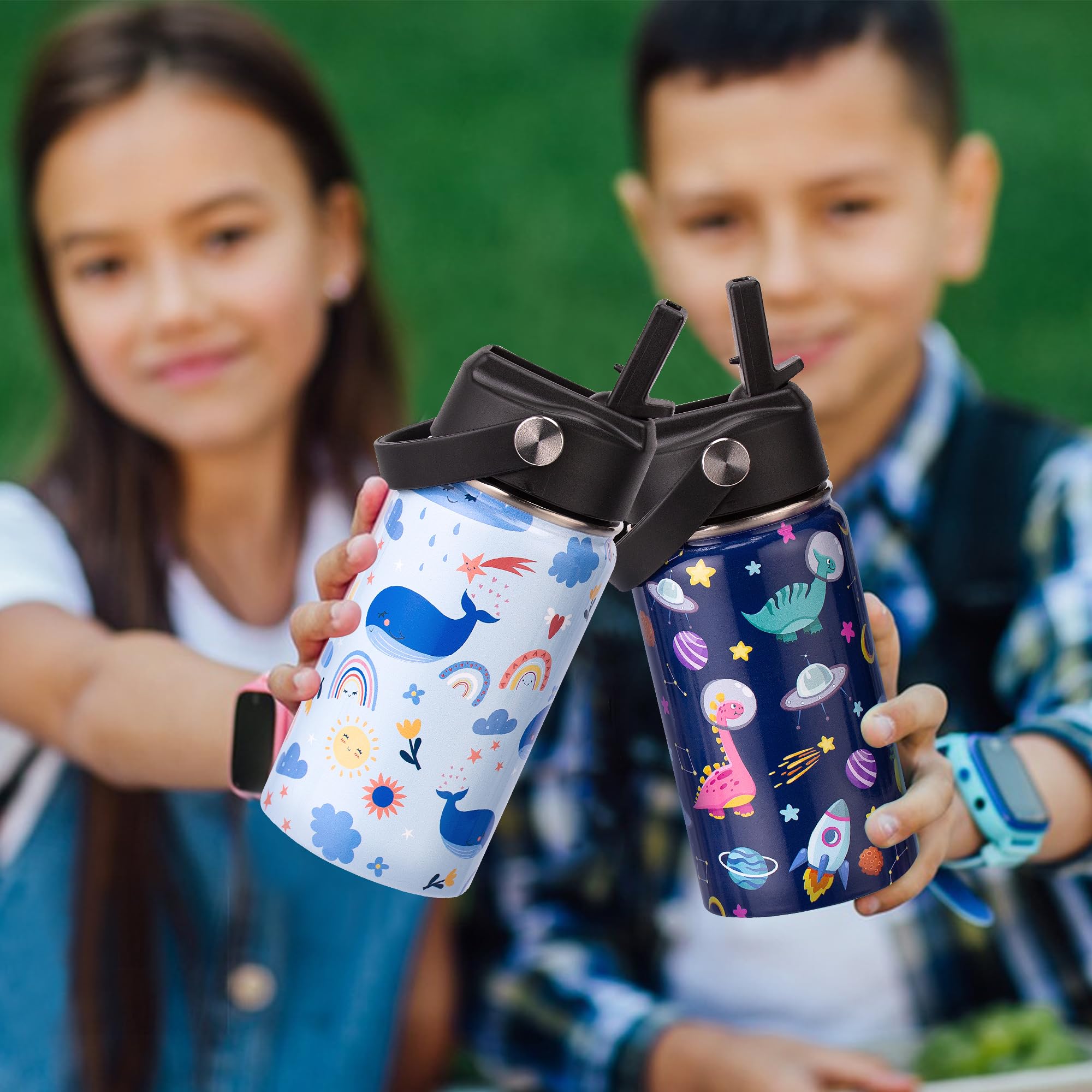 12Oz Kids Insulated Water Bottle,Double Wall Vacuum Tumbler,18/8 Stainless Steel Leak Proof Kids