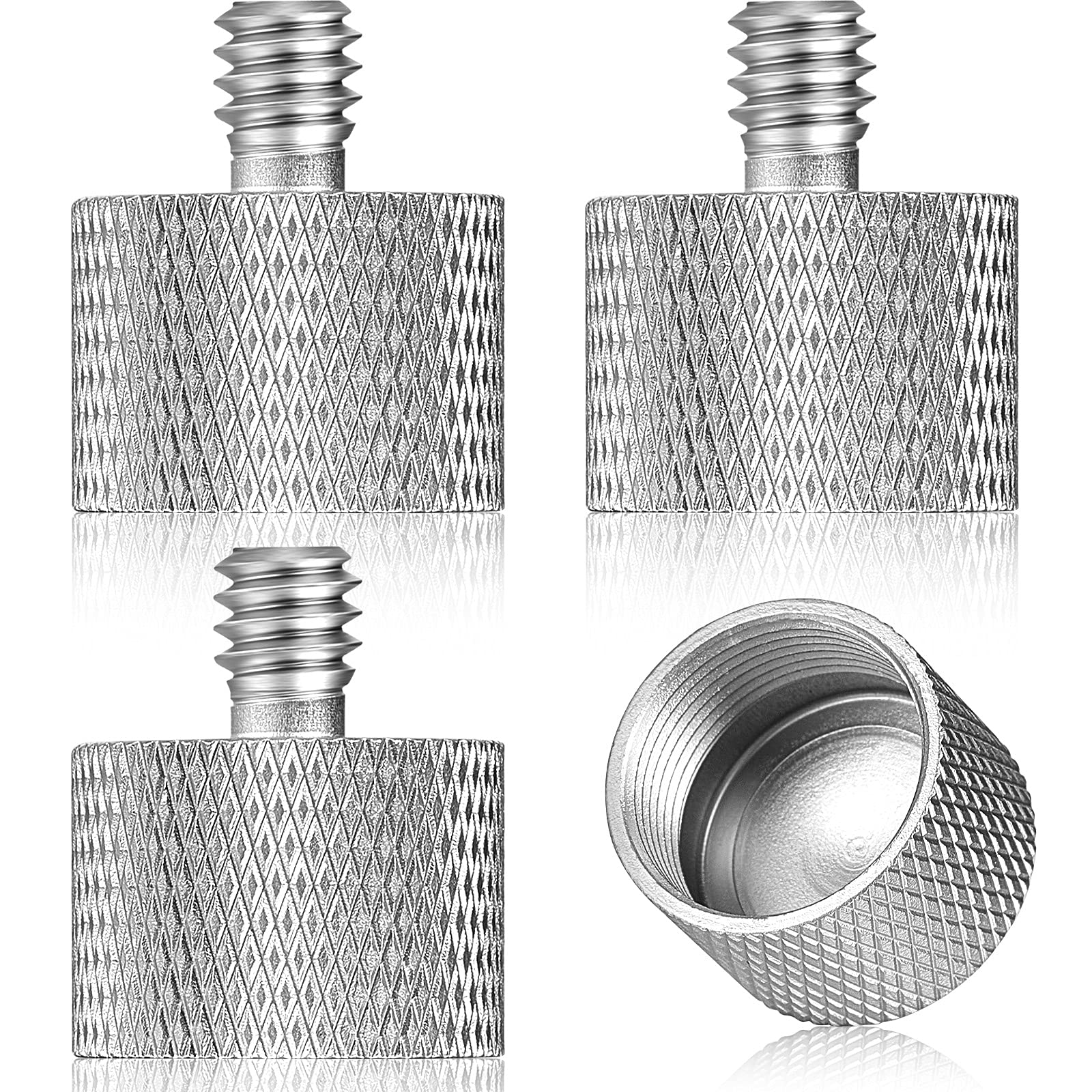 Frienda 4 Pieces Mic Stand Adapter 5/8 Female To 1/4 Male For Camera Mount Tripod Thread Conversion Connector Screw Adapter For Microphone Stand Mount(Silver)