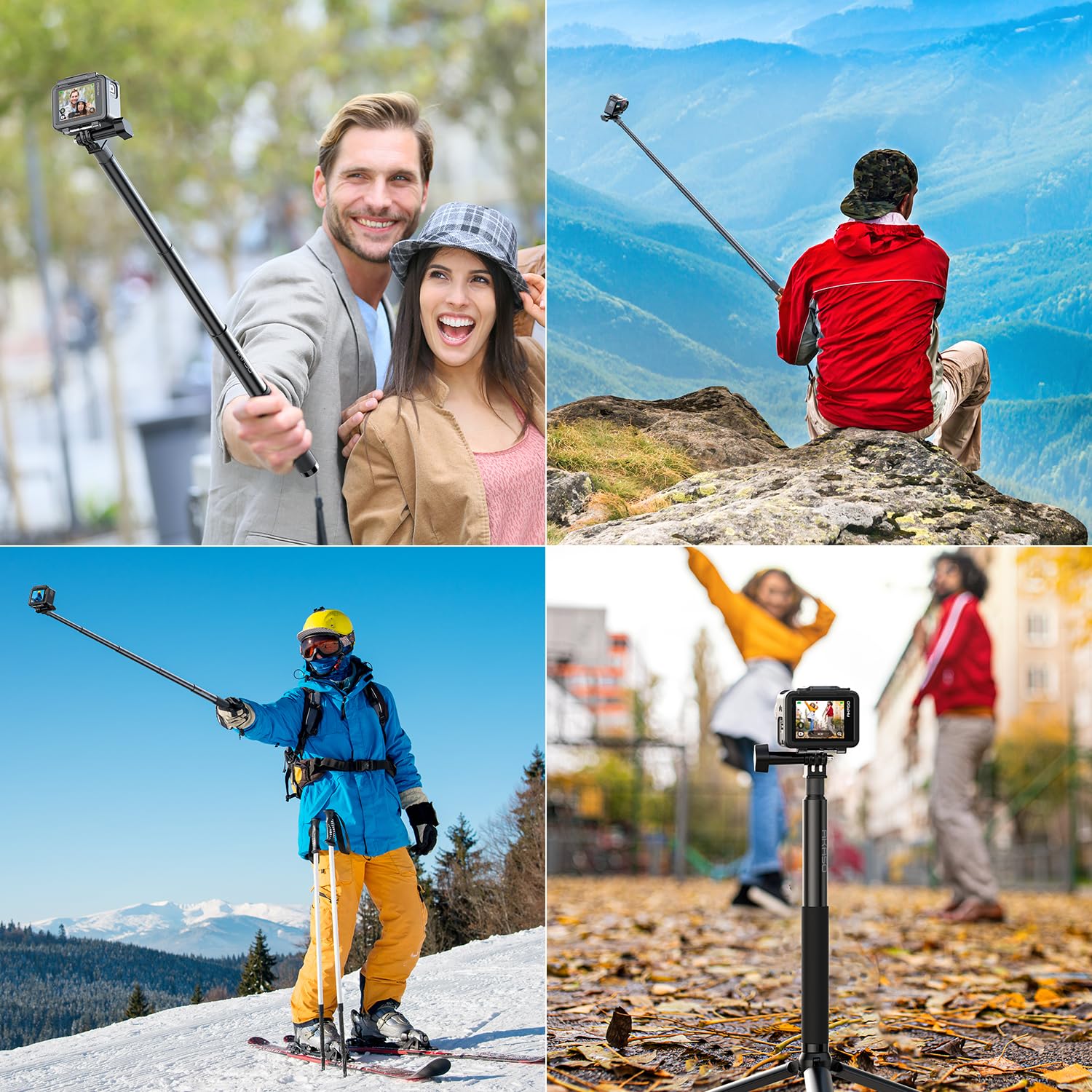 Akaso 1.2M Extendable Selfie Stick And A Tripod Stand Action Camera Accessories Compatible With Ek7000/Brave 4/Brave 7 Le/Brave 7/V50X/V50 Elite/Gopro Hero 12/11/10/9/8/7/Max/Dji Osmo Action