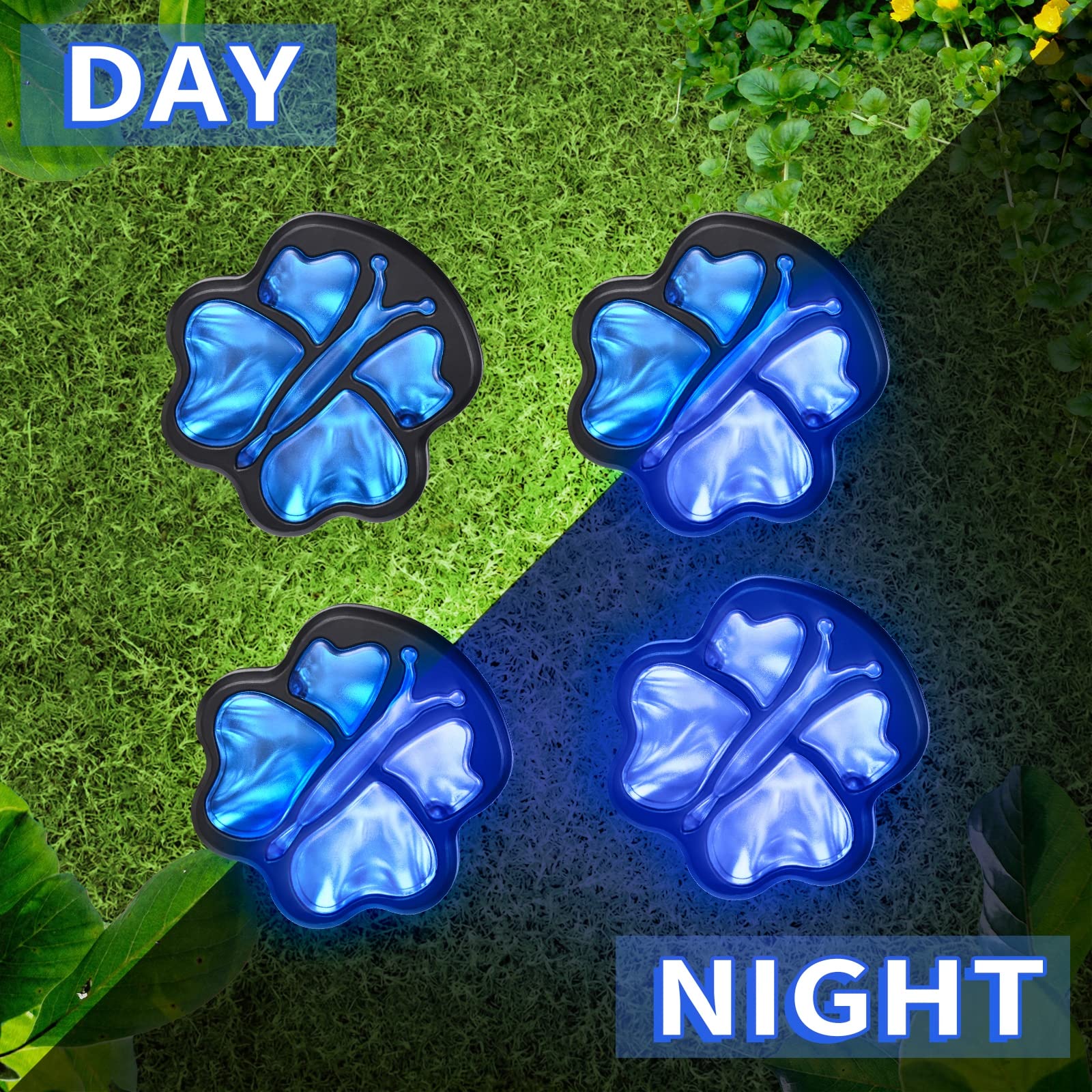 Greenidea Butterfly Solar Lights, Set Of 4 Outdoor Ground Lights Butterfly Fairy Lights Animal Solar Garden Lights Decorative For Landscape Path Patio Yard Walkway