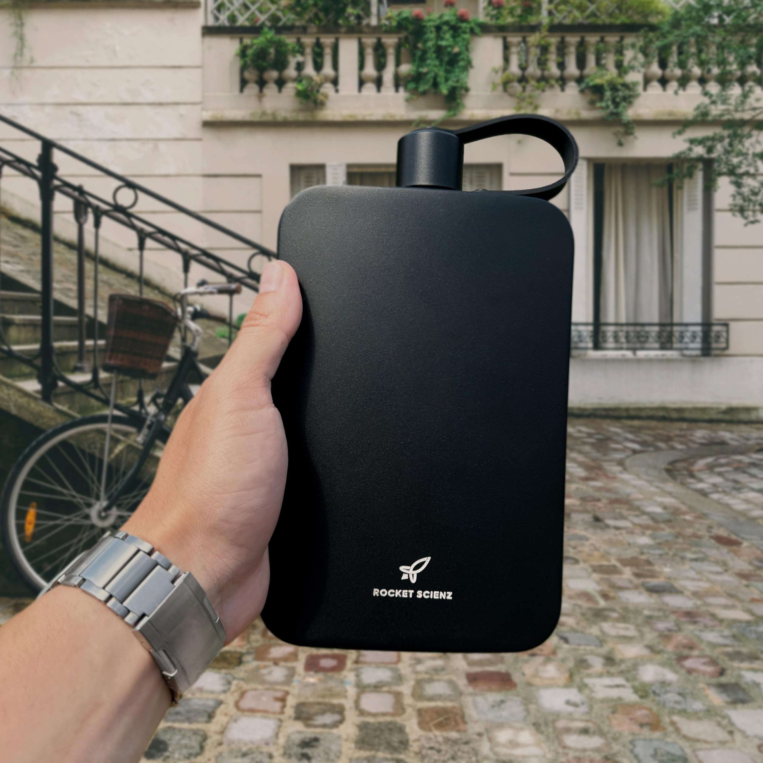 Flat Water Bottle Stainless Steel 17Oz Flask Minimalistic Design For Easy Portability