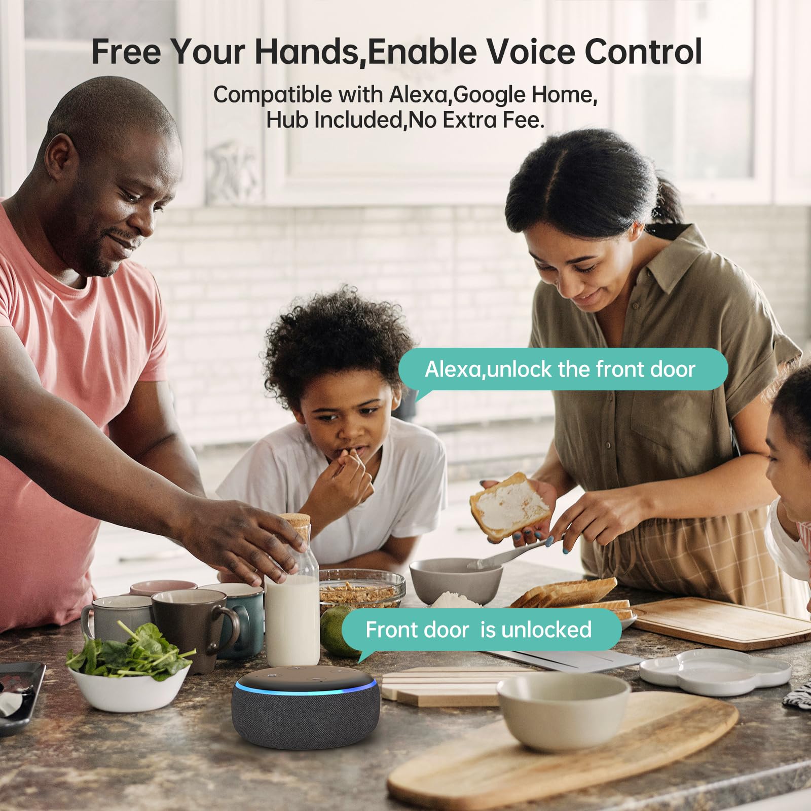 Smonet Keyless Entry Door Lock Deadbolt With Handle Set - Fingerprint Wifi Smart Deadbolt, Digital Remote Control Keypad Bluetooth Alexa Lockset With Auto Lock Code Fob App Black