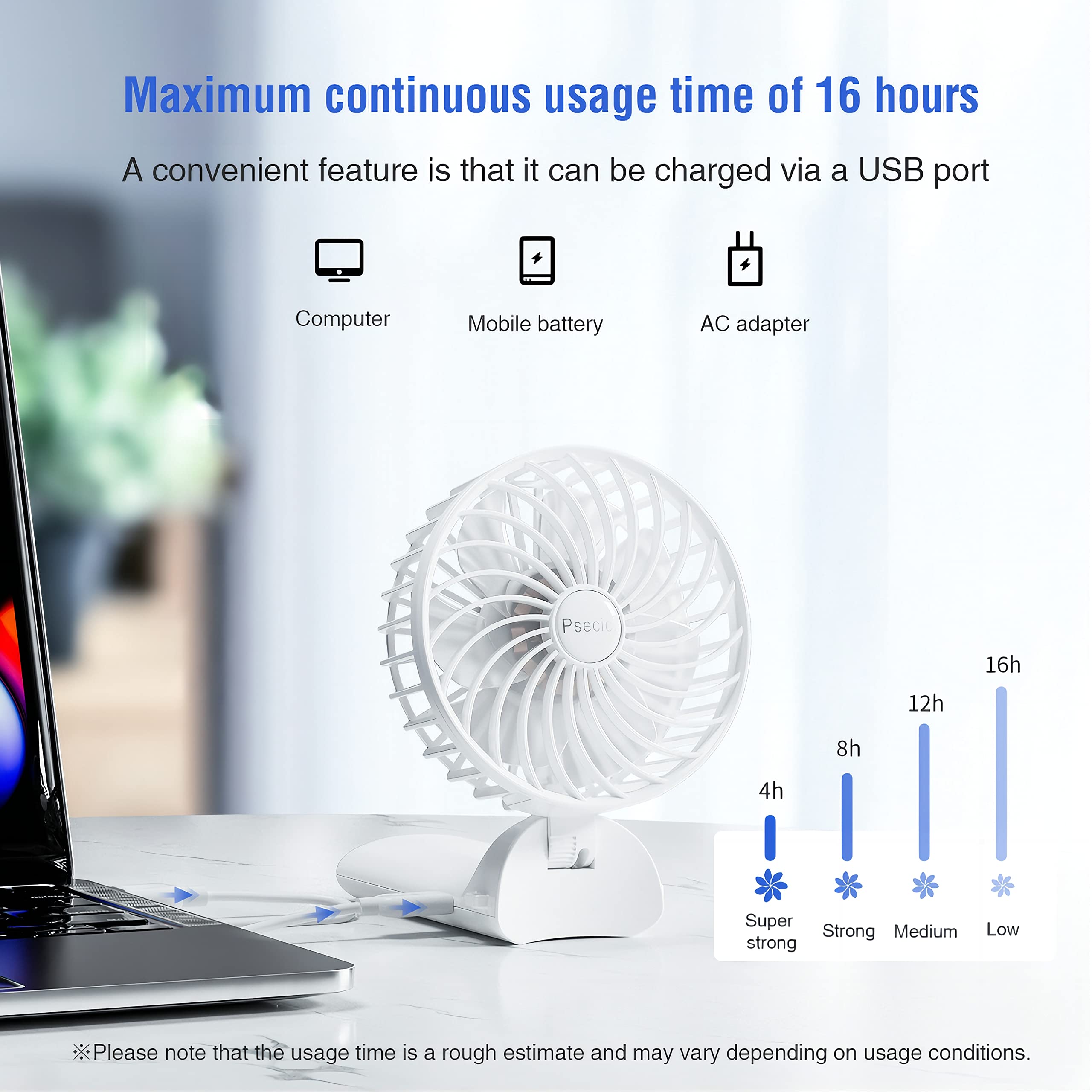 Handheld Fan, Mini Portable Personal Fan With Lanyard, 4 Speeds Level 180° Foldable Design