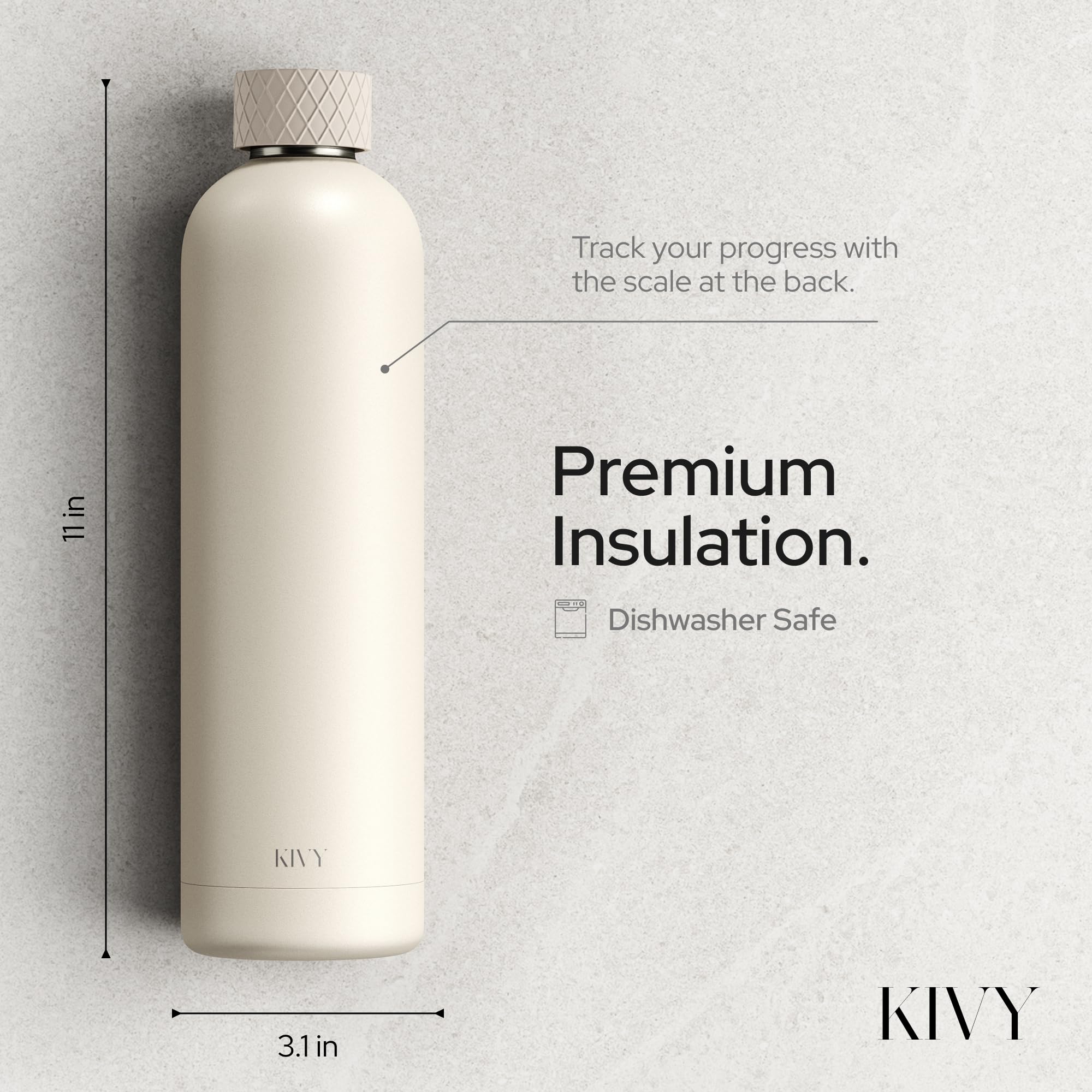 Kivy 32Oz Stainless Steel Insulated Water Bottle - Leak Proof, Keeps Cold Up To 24 Hours