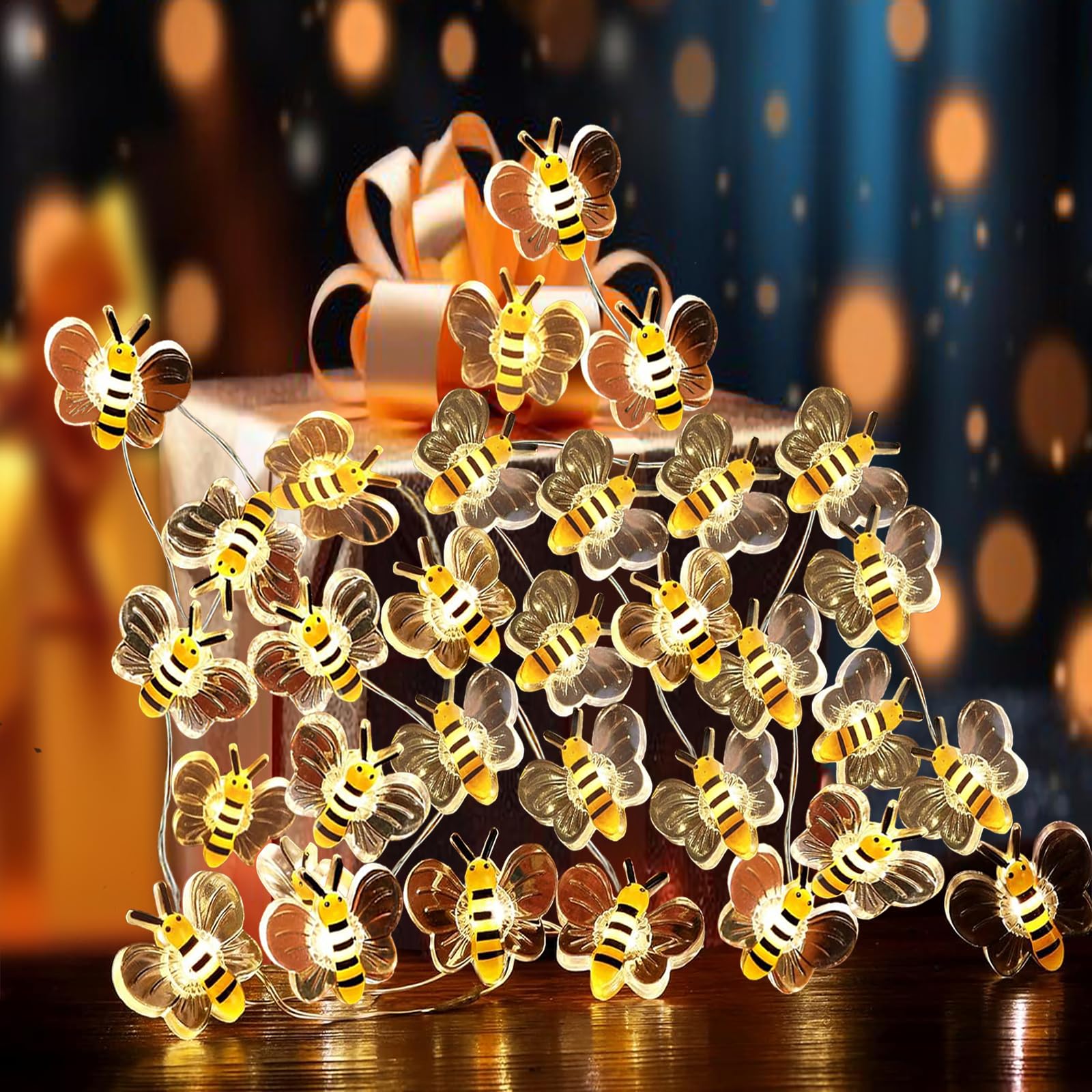 Iticdecor Bee Lights Cute Bee Fairy Lights With Timer 10Ft 30 Leds Christmas  Honey Bee Decorative String Lights For Bedroom Birthday Party Wedding Xmas Plants Patios Decor